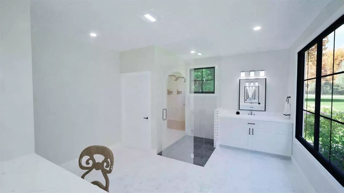 Black-Frame Glass and an Open Shower That Lets the Outdoors In