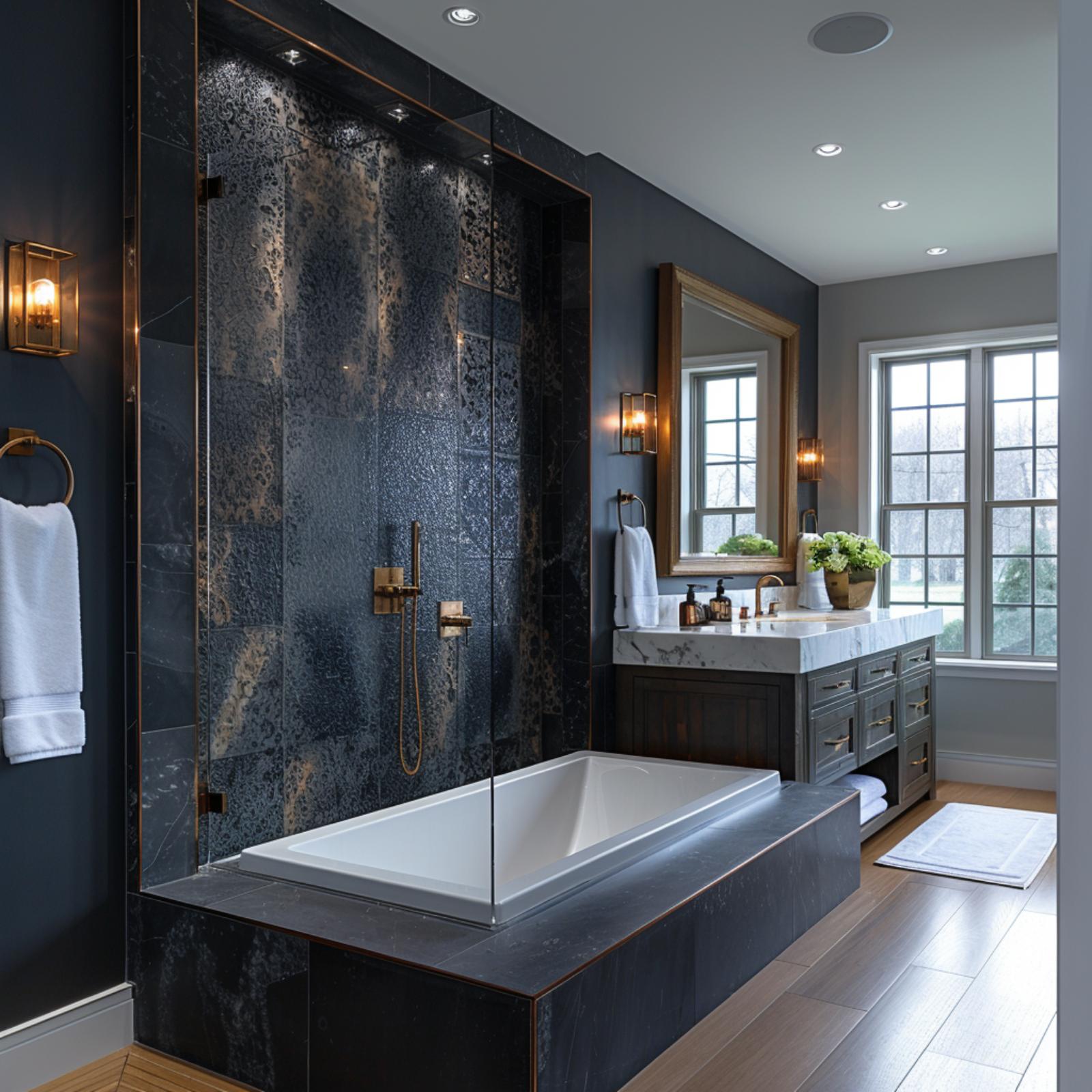 Midnight Marble, Brass Fixtures, and Dark Paint That Actually Opens the Room