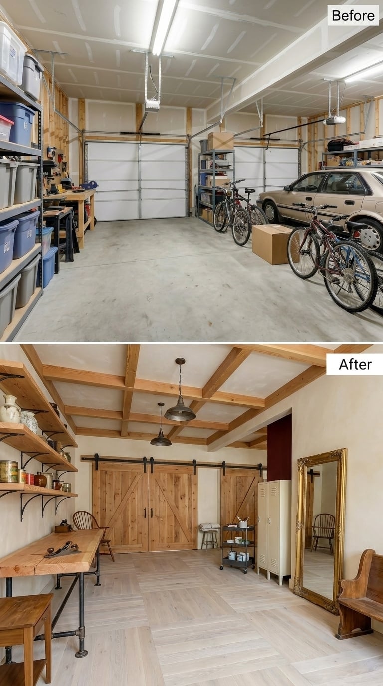 Exposed Fir Beams and Barn Doors Give One Bay a Farmhouse Studio Identity