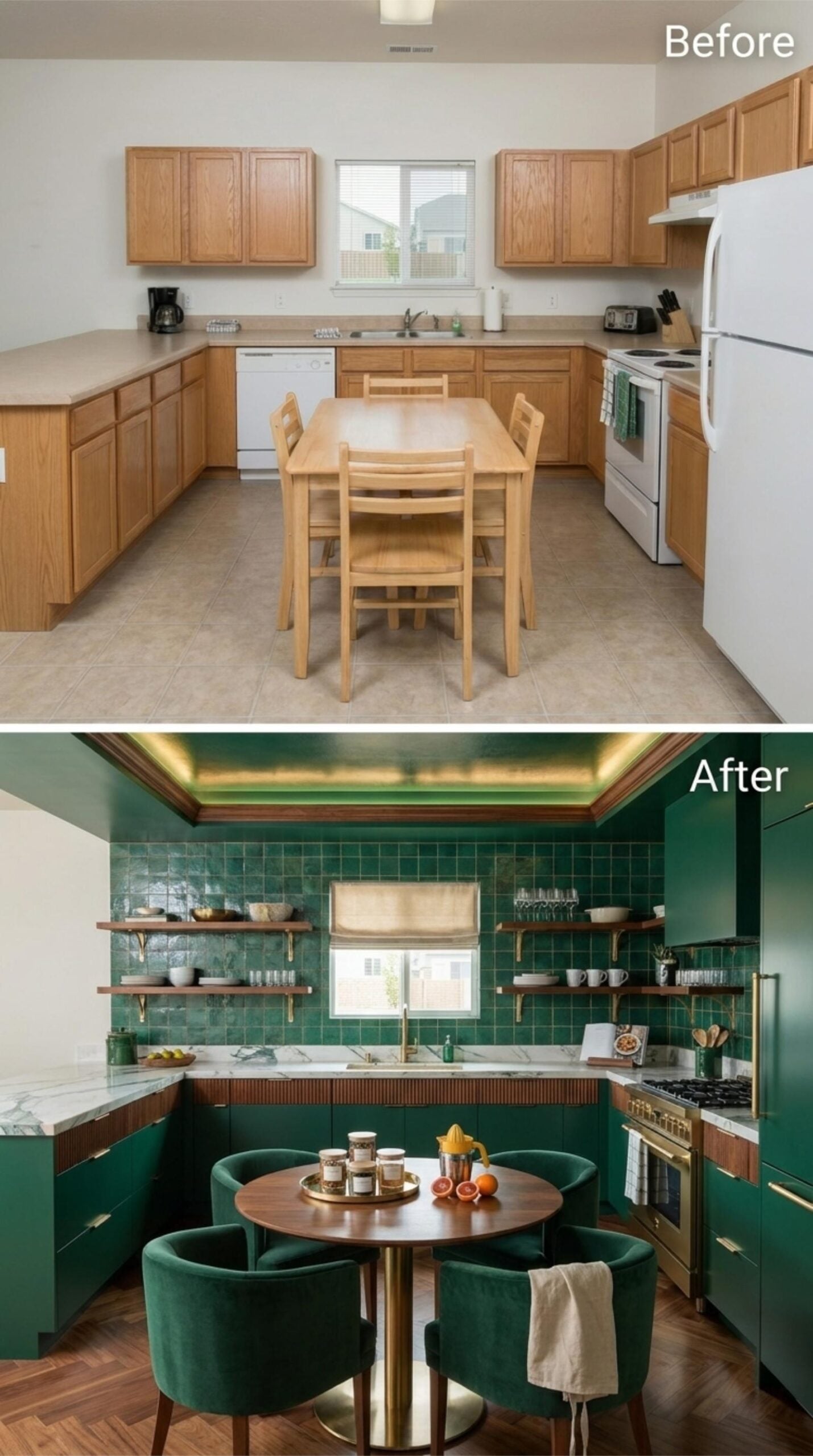 Emerald Lacquer, Zellige Tile, and Open Shelving That Actually Earns the Wall Space