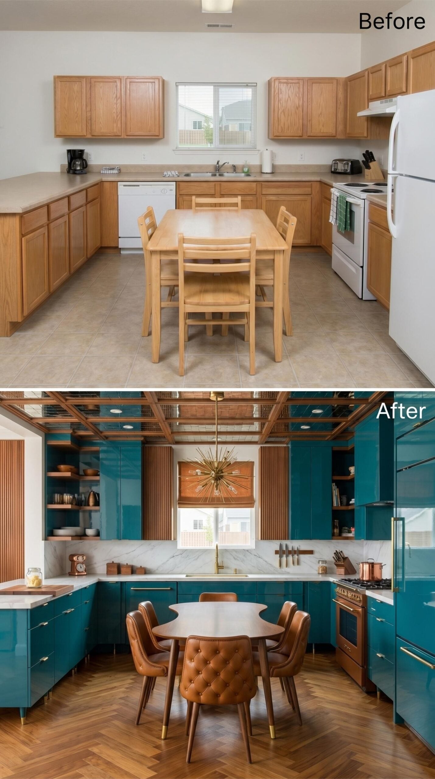 Teal Lacquer Cabinets and a Sputnik Chandelier for the Cook Who Doesn't Apologize