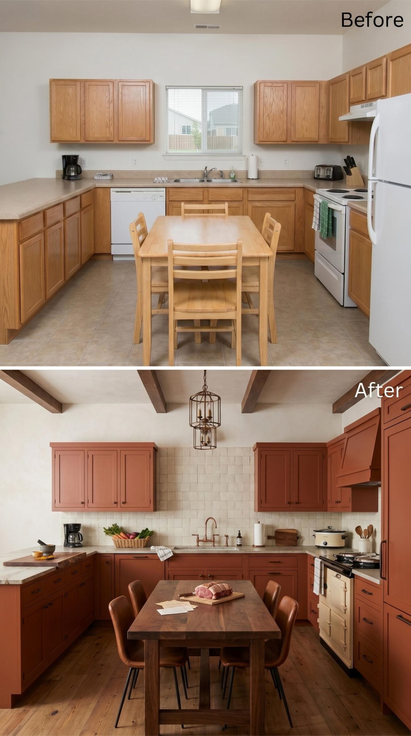 Terracotta Cabinets and Exposed Beams for the Cook Who Takes Sunday Seriously