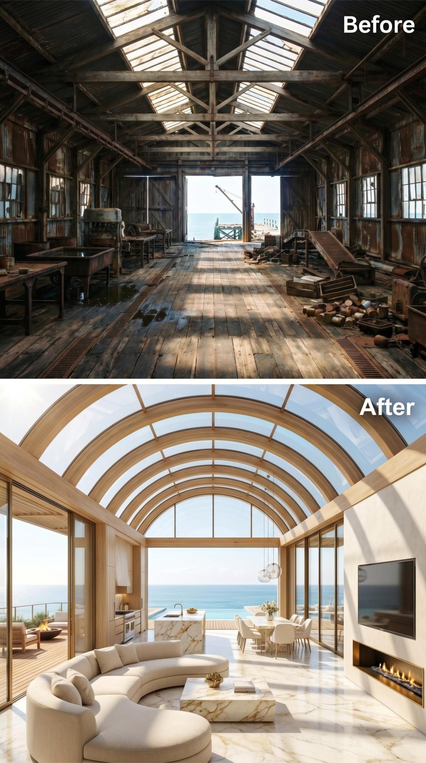 Curved Glass Vaults and Marble Floors Where the Cannery Roof Found New Life
