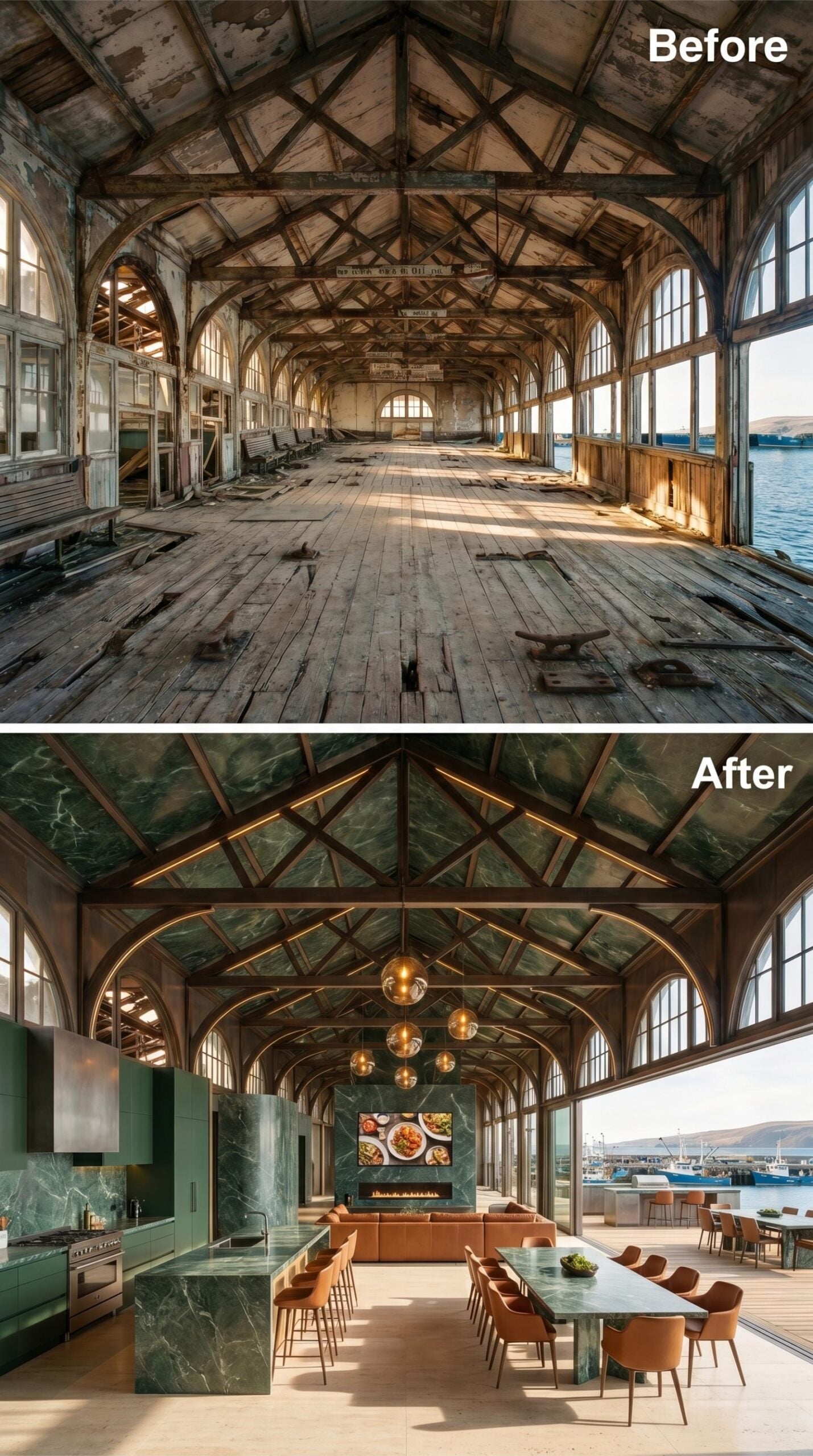 Green Marble Ceilings, a Harbor View, and One Very Long Dining Table