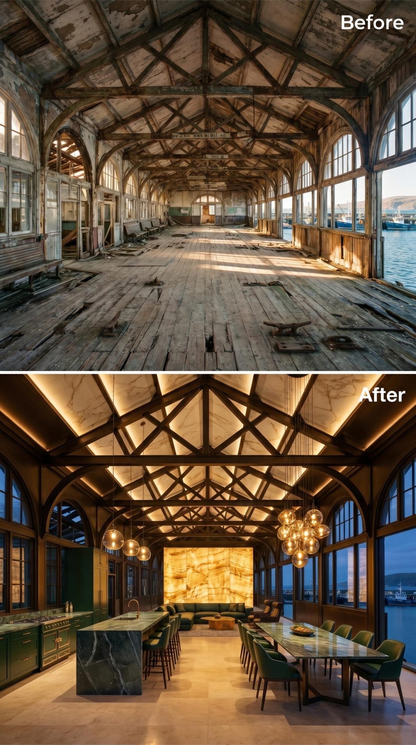 Green Velvet, Glowing Onyx, and Trusses That Still Own the Room