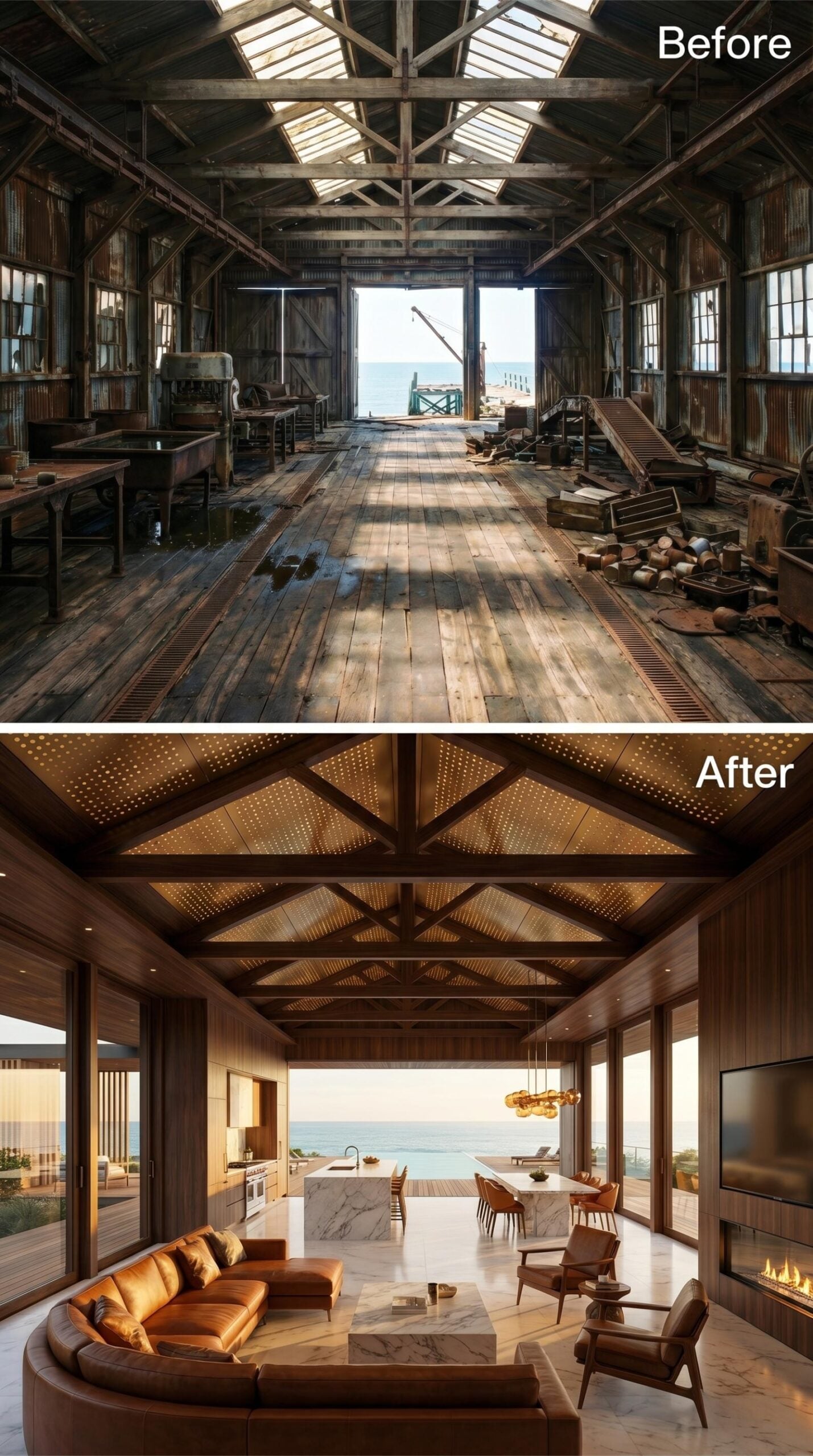 Perforated Gold Ceilings and Leather Curves Where the Cannery Roof Once Leaked