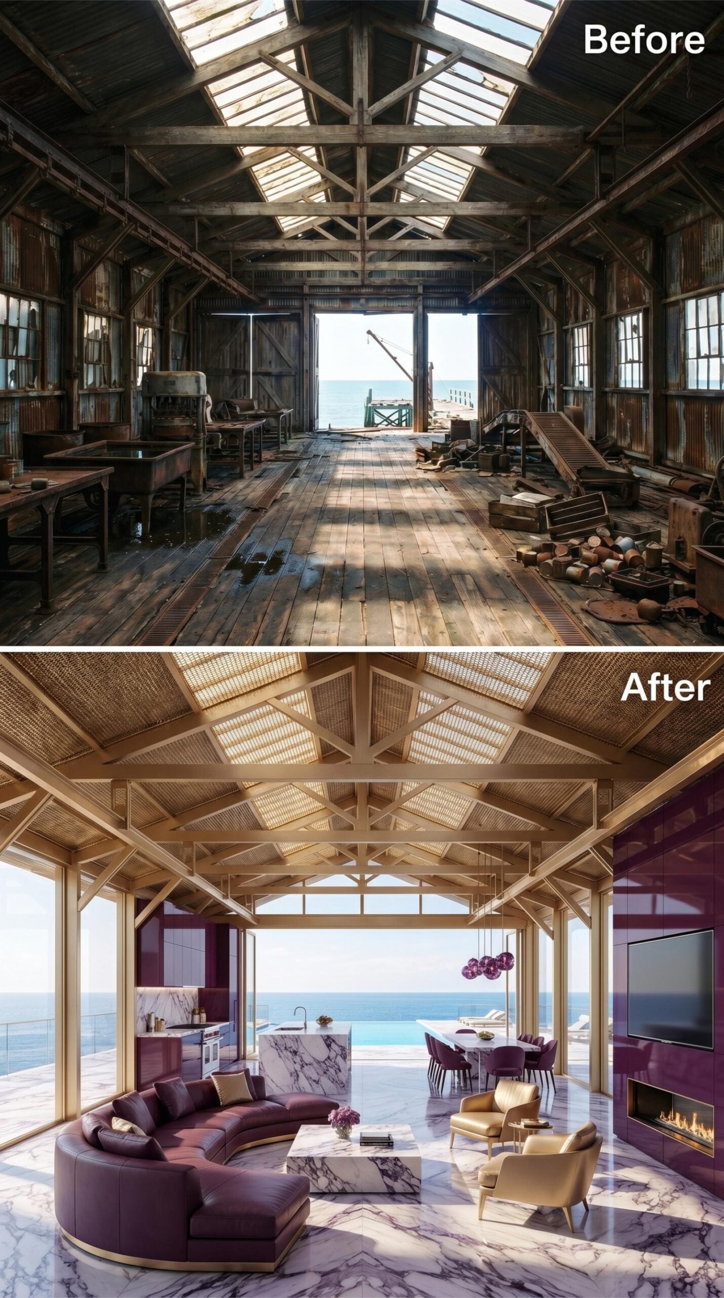 Plum Velvet, Marble Floors, and Roof Trusses That Earned Their Keep