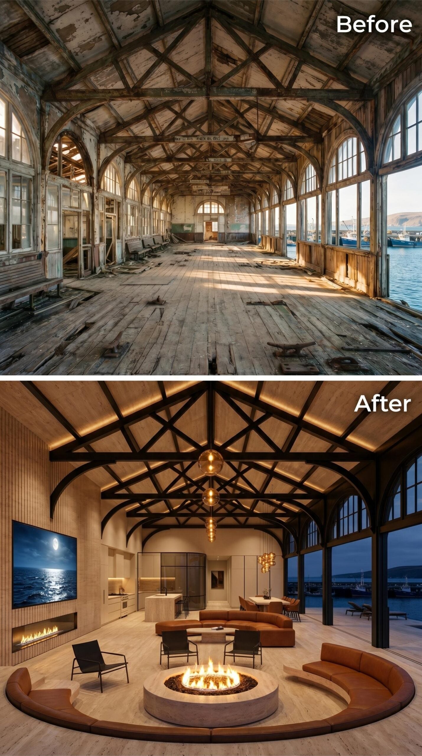 Sunken Fire Pit, Cognac Leather, and Trusses That Earned Their Keep