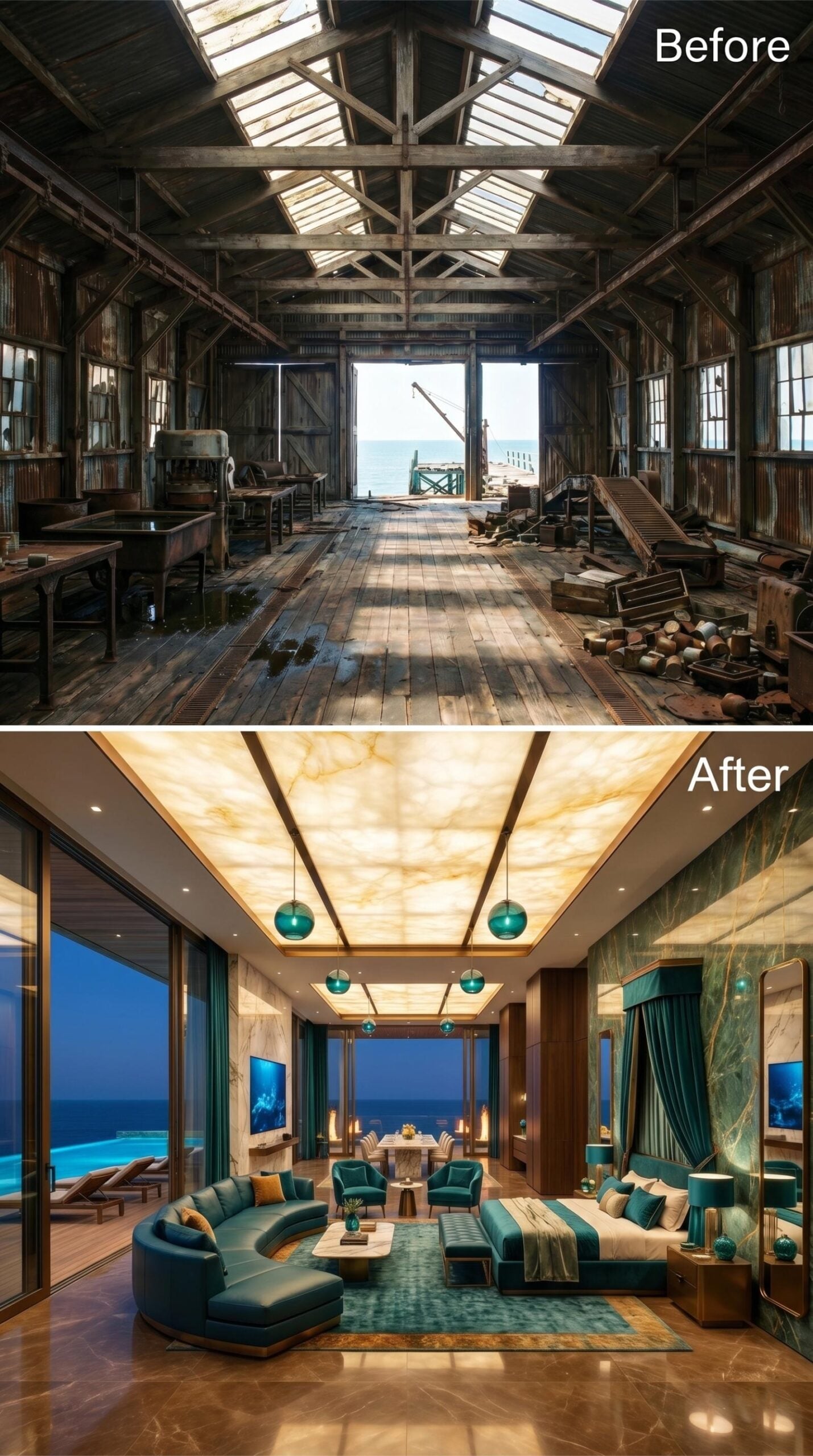 Backlit Onyx Ceiling, Teal Velvet Curves, and a Suite That Catches the Sea at Night