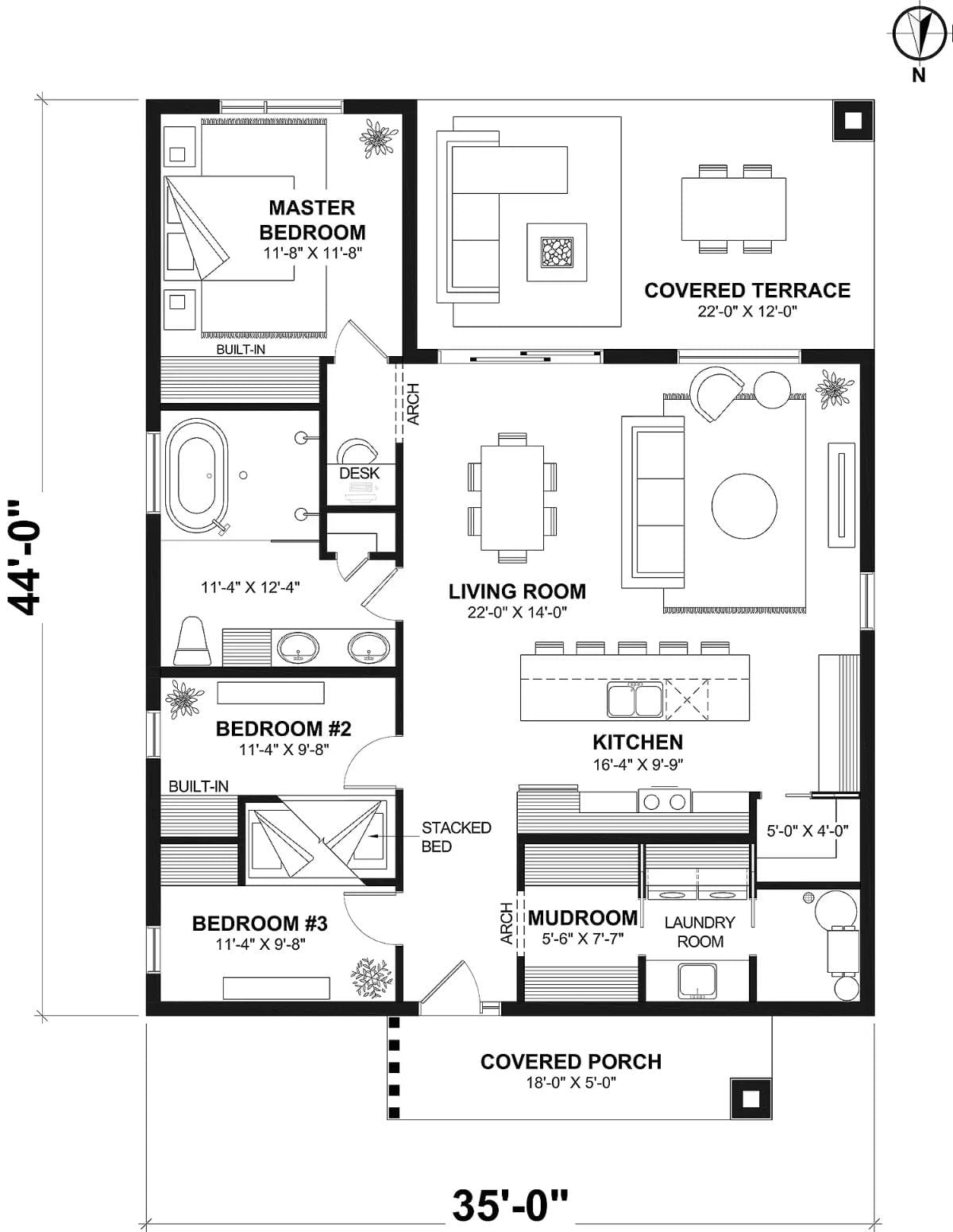 Floor Plan - Browns Spring 3-Bedroom Modern Home with Covered Terrace Designed for Families Who Refuse to Live in a Cookie-Cutter Subdivision
