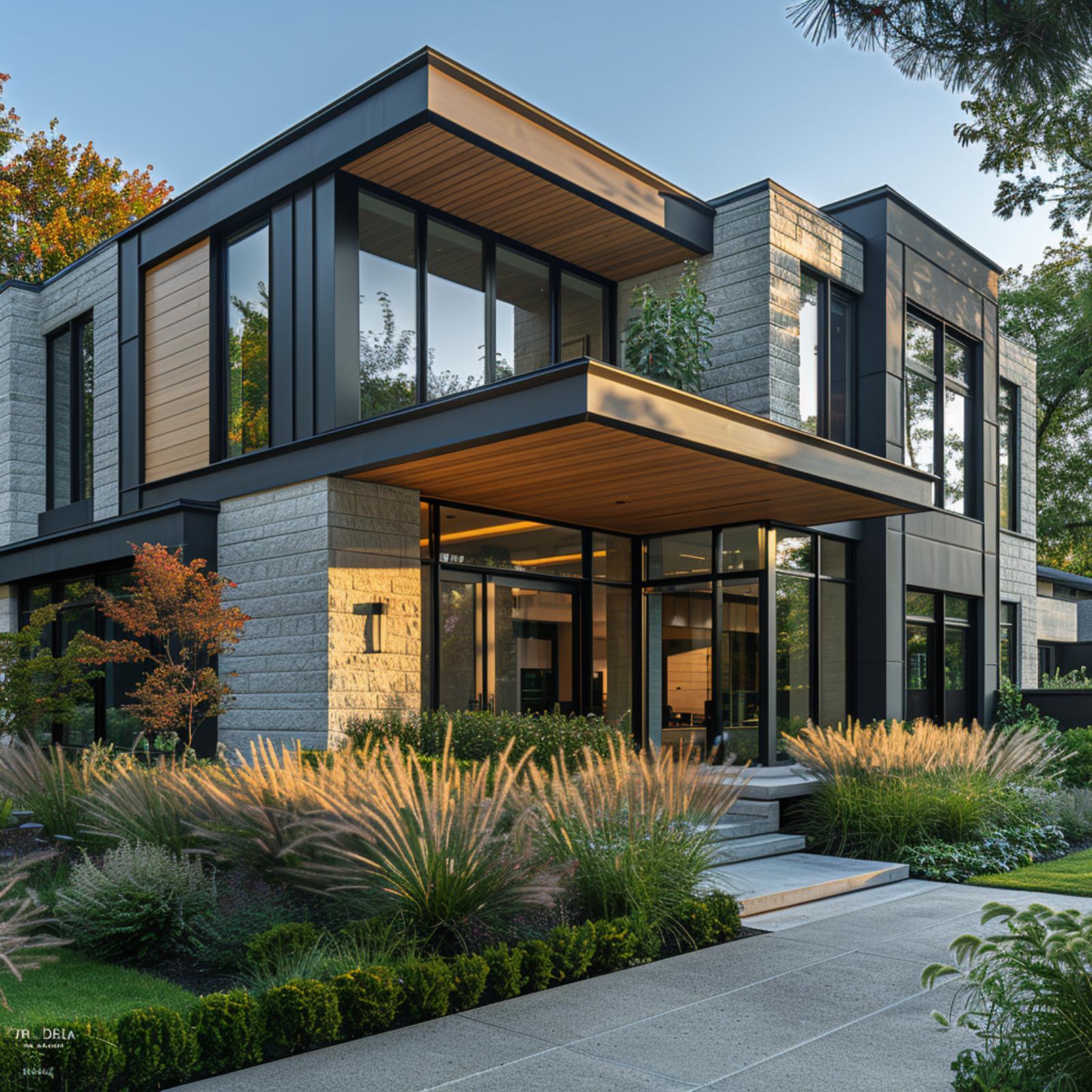 Stone, Glass, and Wood Soffit Pull Off What Most Facades Won't Even Attempt
