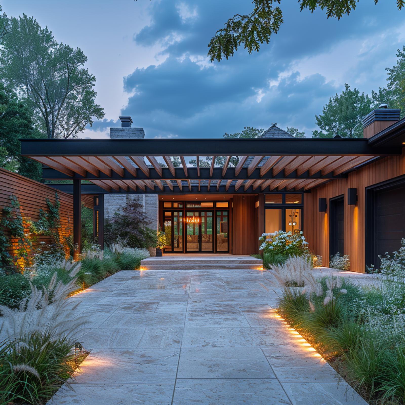 Warm Wood and Black Steel Frame a Courtyard Entry Worth Slowing Down For