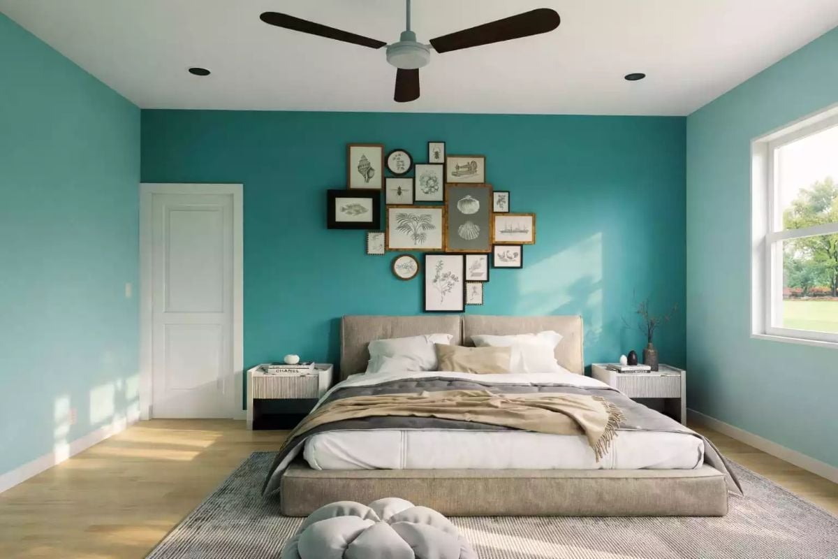 Teal Walls and a Gallery Cluster That Earns Its Place Above the Bed