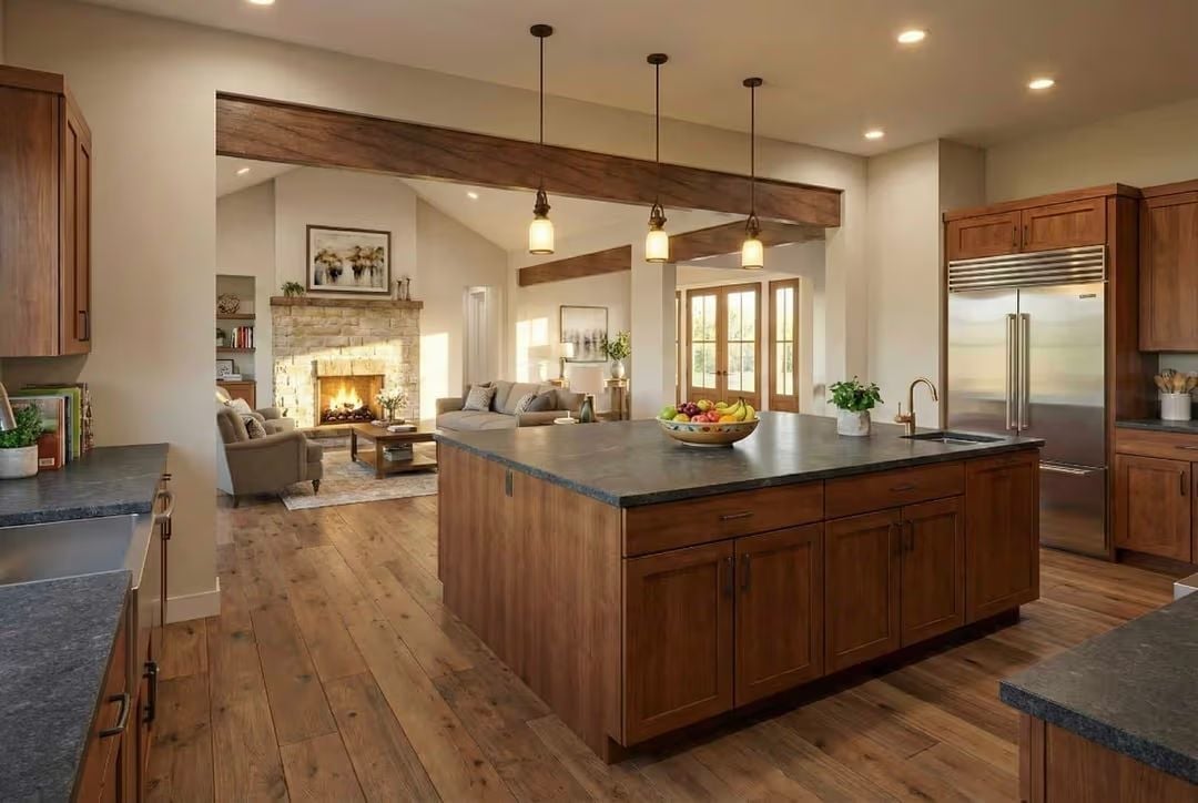 Soapstone Counters, Wood Beams, and a Kitchen Island Built for Two Cooks