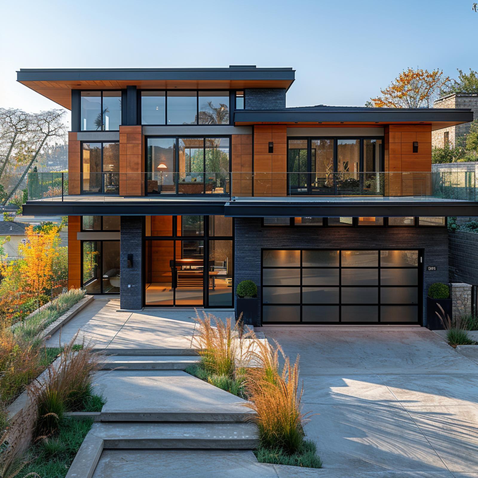 Cedar Cladding, Slate Brick, and a Glass Garage Door Grid That Actually Pulls Its Weight