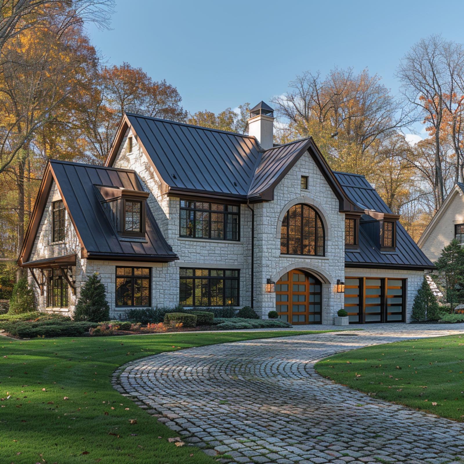 Limestone Walls, Standing-Seam Steel, and Glass Garage Doors That Don't Apologize for Being Modern