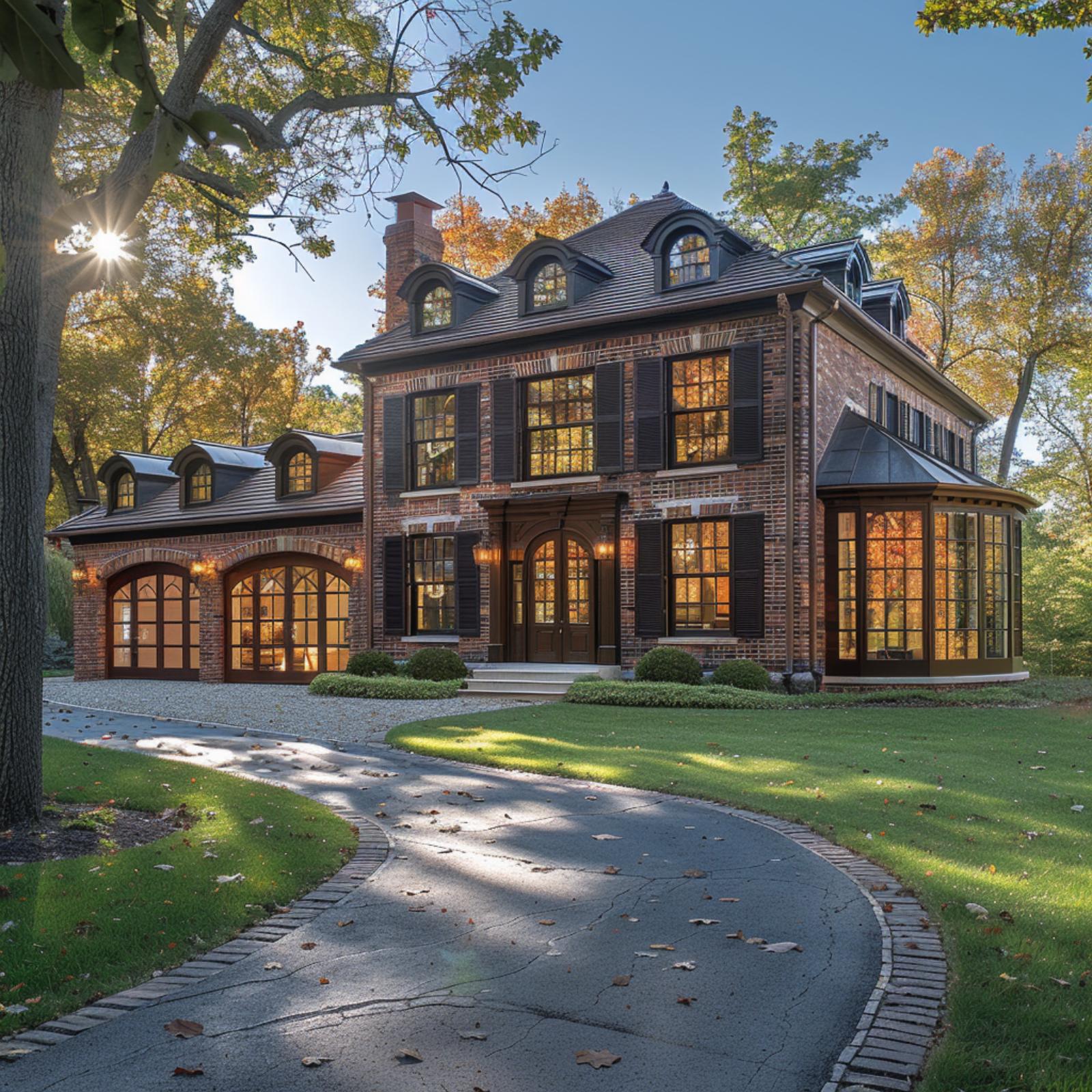Georgian Brick, Arched Glass Garage Doors, and a Conservatory Wing That Changes Everything