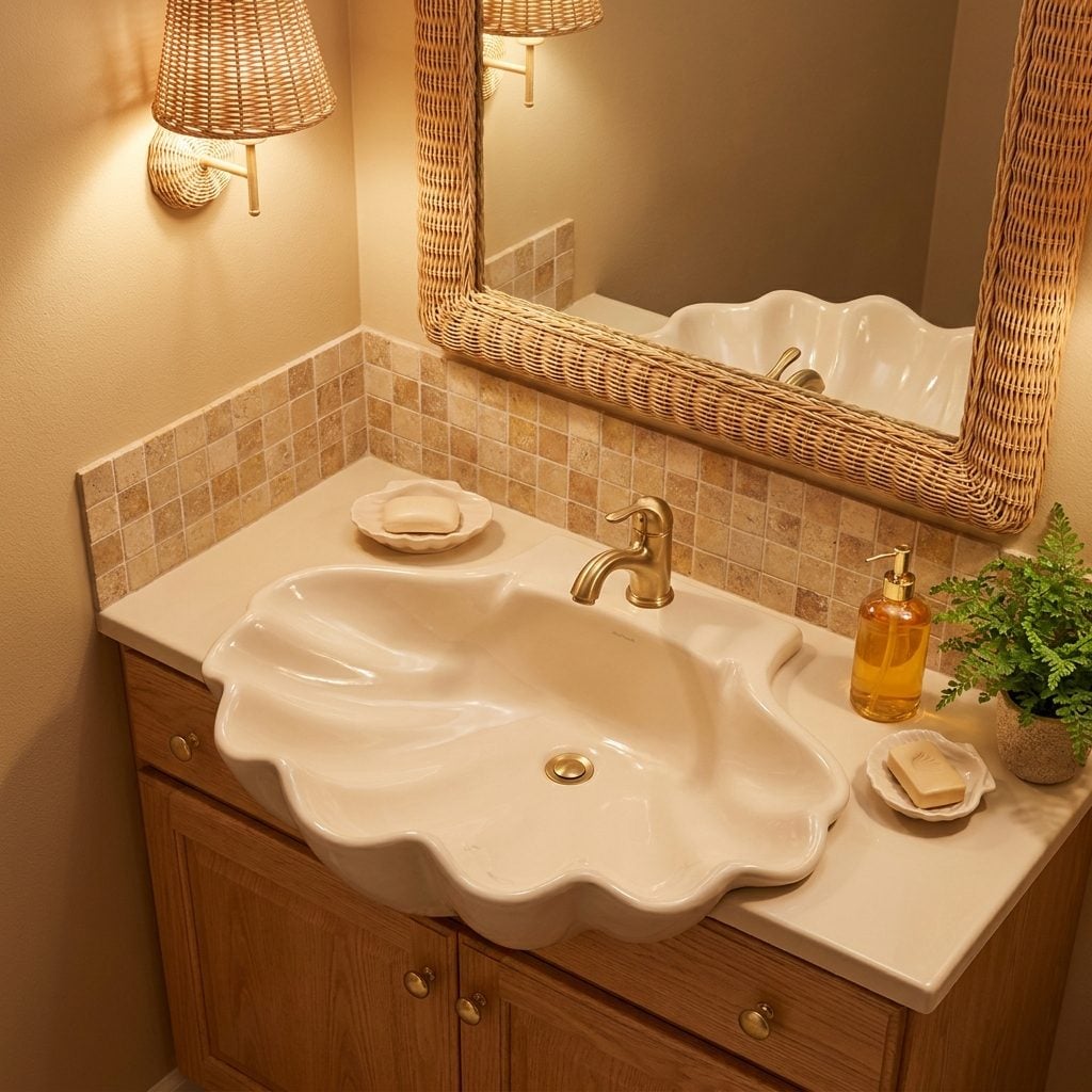 Giant Seashell-Shaped Sinks and Soap Dishes That Turned the Bathroom into a Grotto