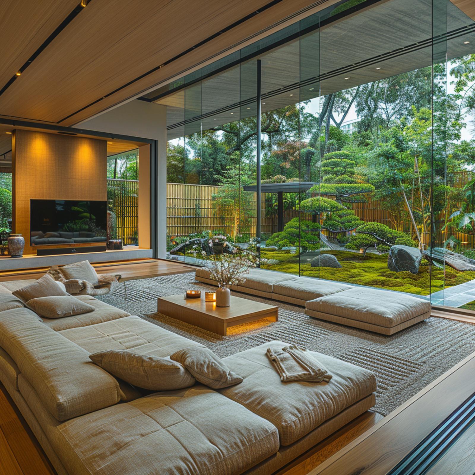 Low Sofas, a Zen Garden, and Glass That Makes the Outside Feel Earned