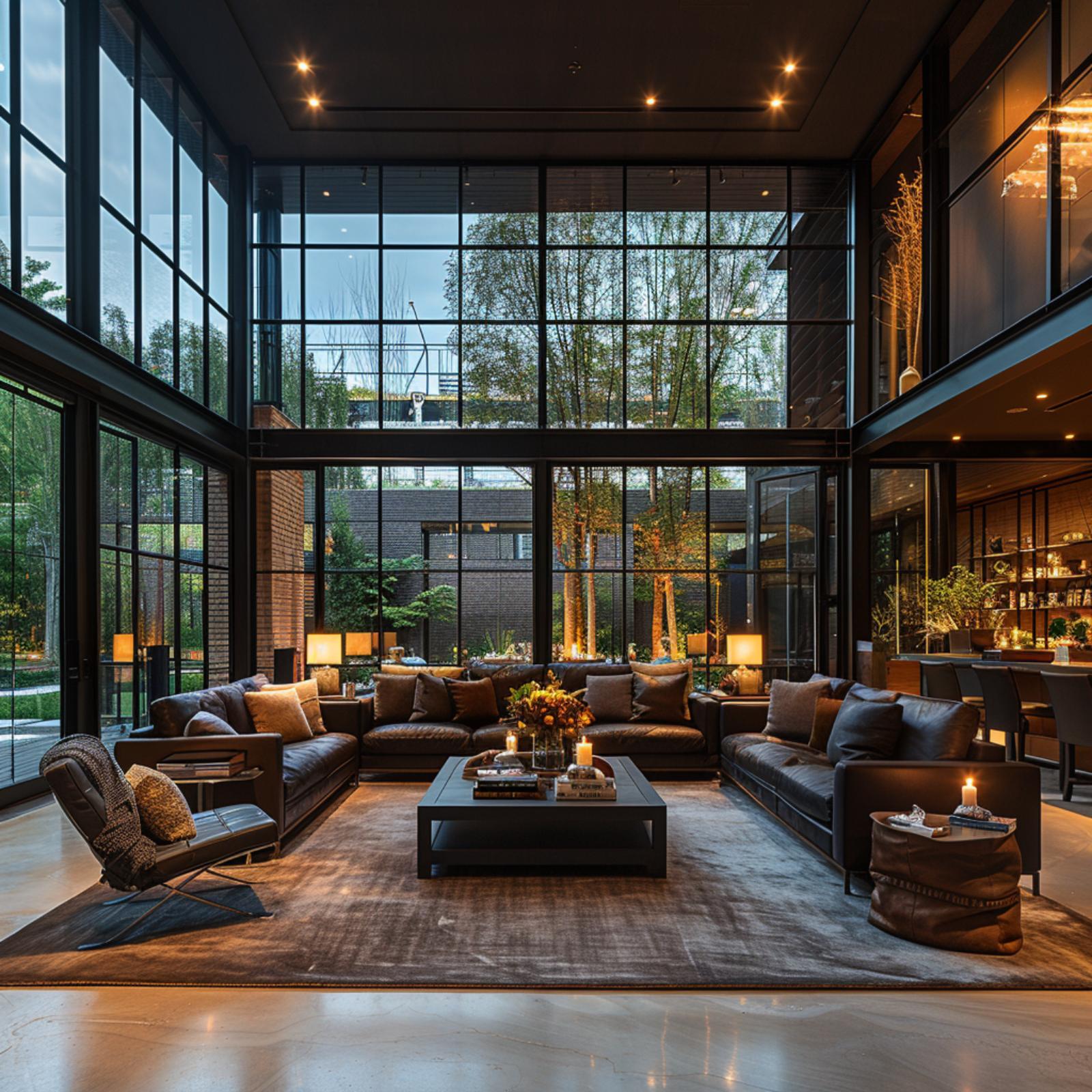 Double-Height Glass, Dark Leather, and a Courtyard That Earns Its Place