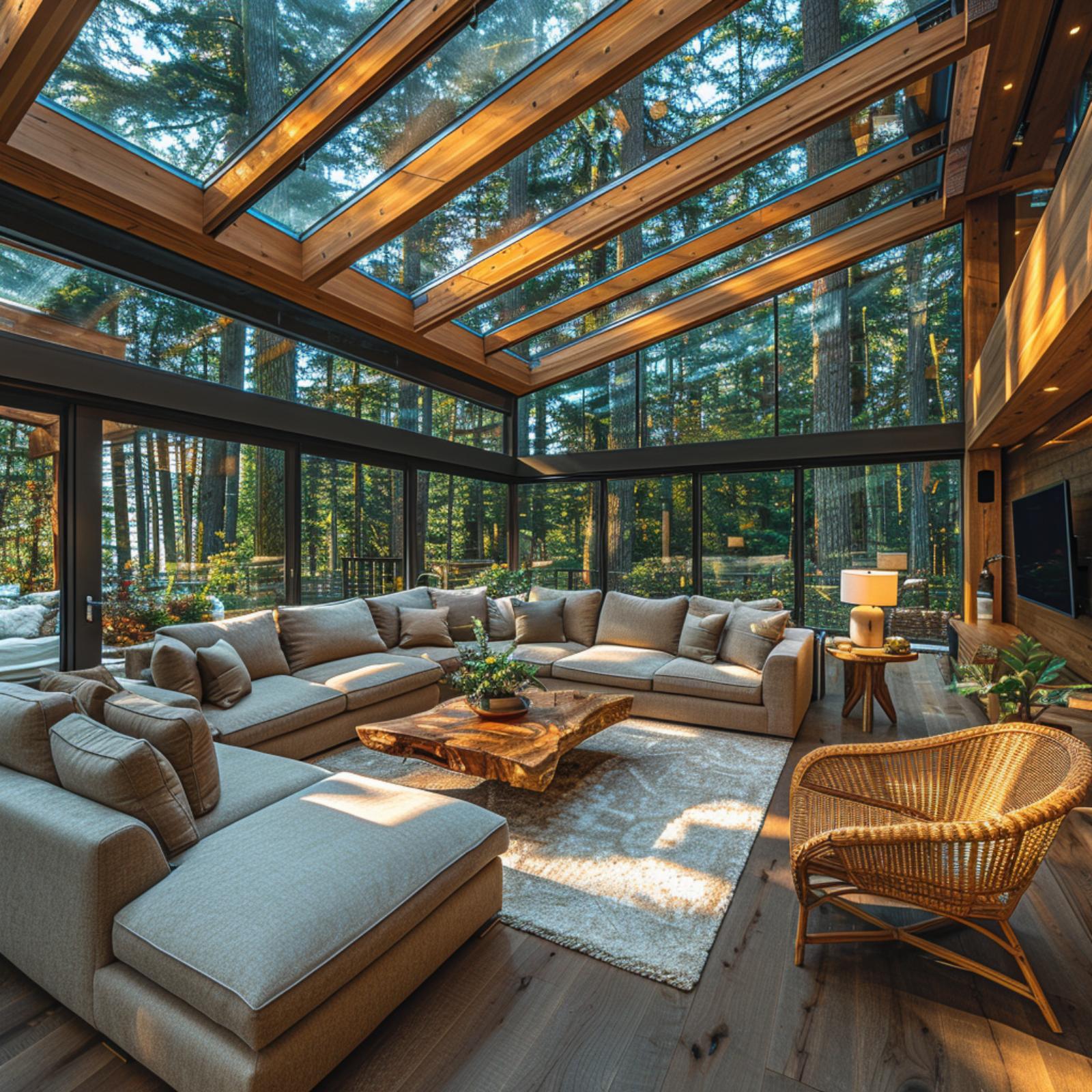 Glass Roof, Live-Edge Table, and a Forest That Practically Moves In