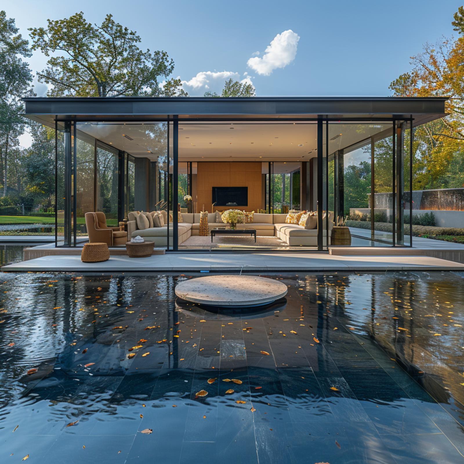 Glass Walls, a Reflecting Pool, and a Living Room That Blurs Every Boundary