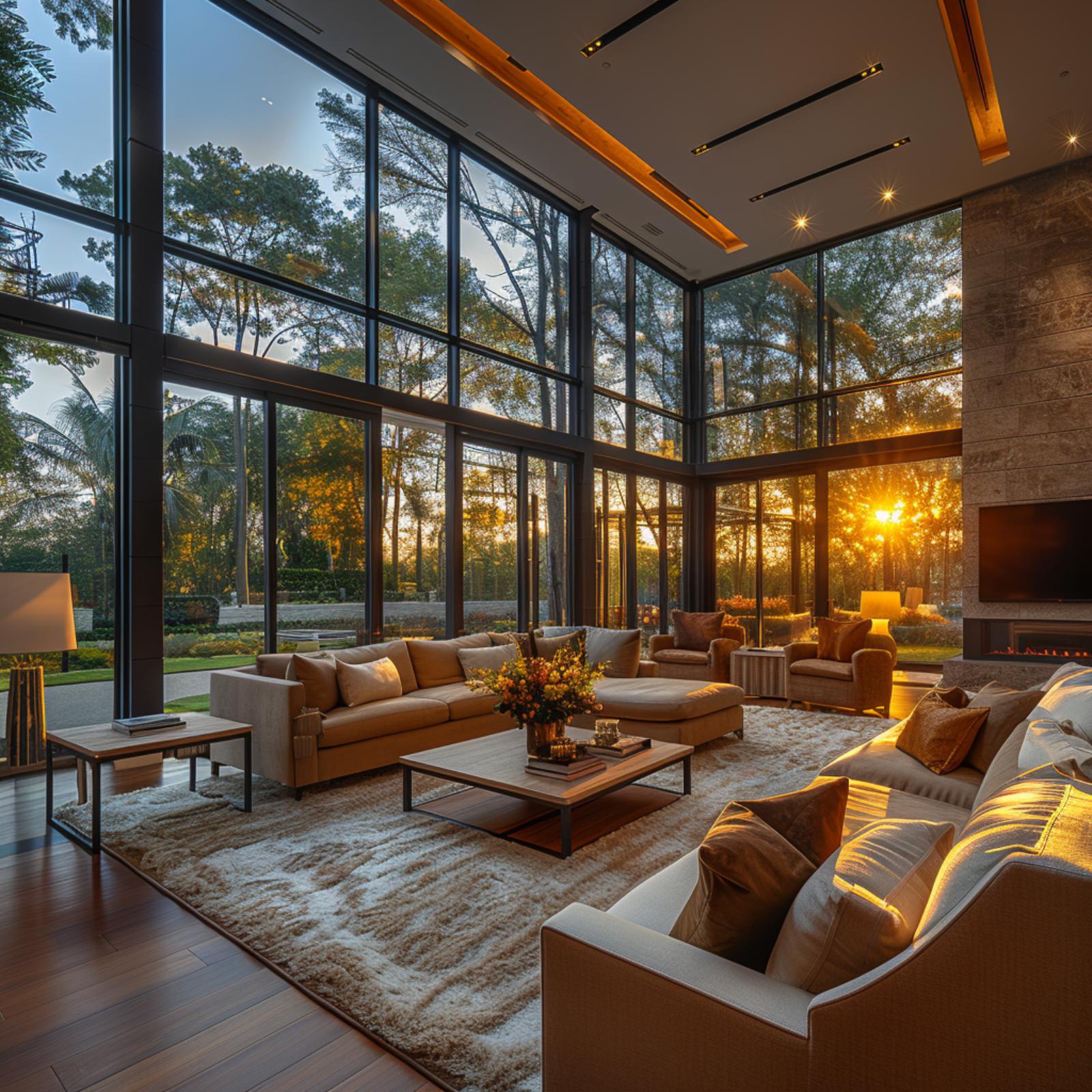 Sunset Light Does Half the Decorating Here. The Rest Is Stone and Leather.