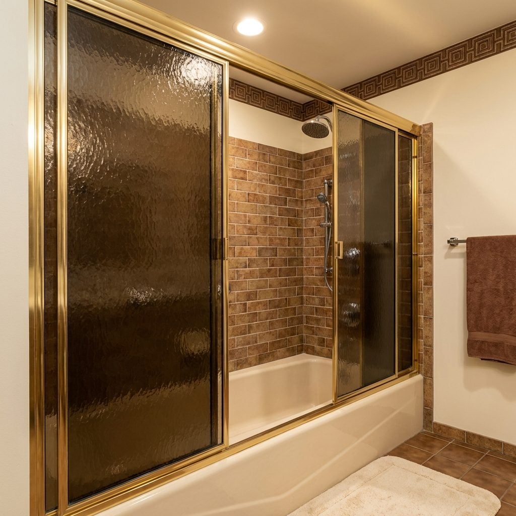 Heavy Smoked-Glass Shower Doors That Weighed More Than the Vanity