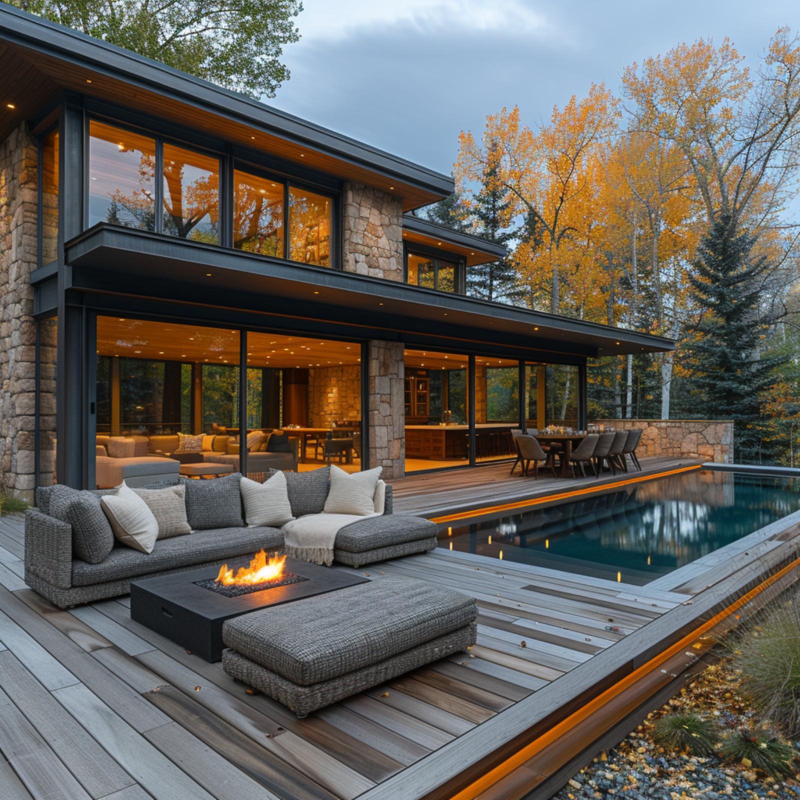 Fire Pit, Flat Roof, and a Gray Sectional That Forgot It Was Outside