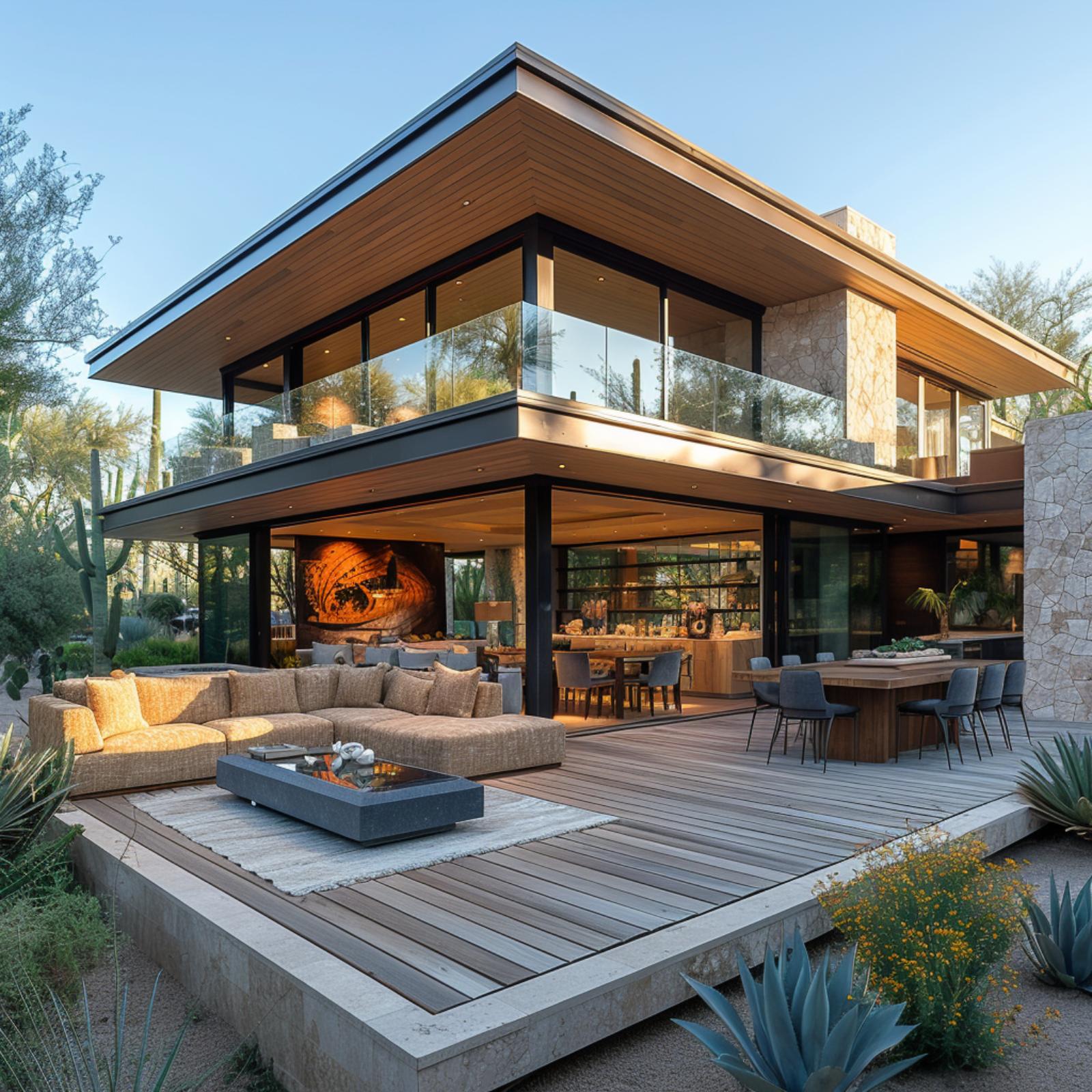 Saguaro-Framed Decking, Glass Railings, and a Sectional That Clocked Out of the Indoors