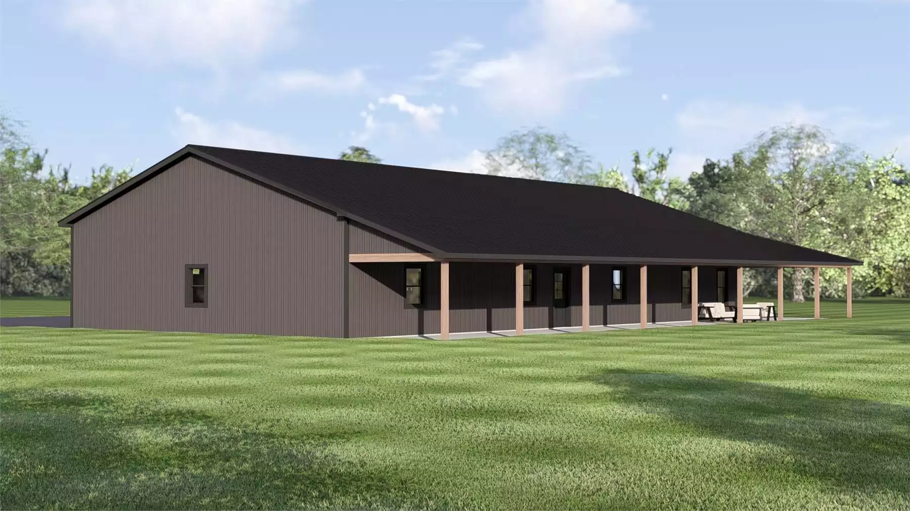 Board-and-Batten Exterior with a Covered Porch Built for Gathering