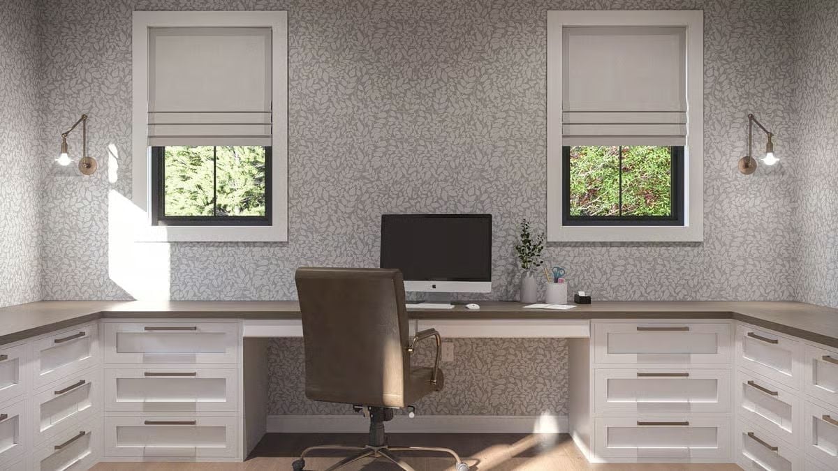 Built-In Desk That Runs Wall to Wall, With Room Enough for Two