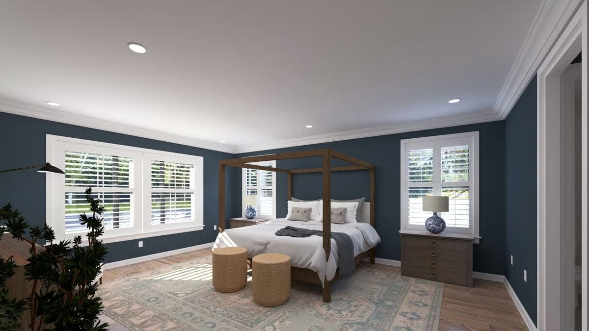 Navy Walls and a Four-Poster Bed That Actually Earns the Space