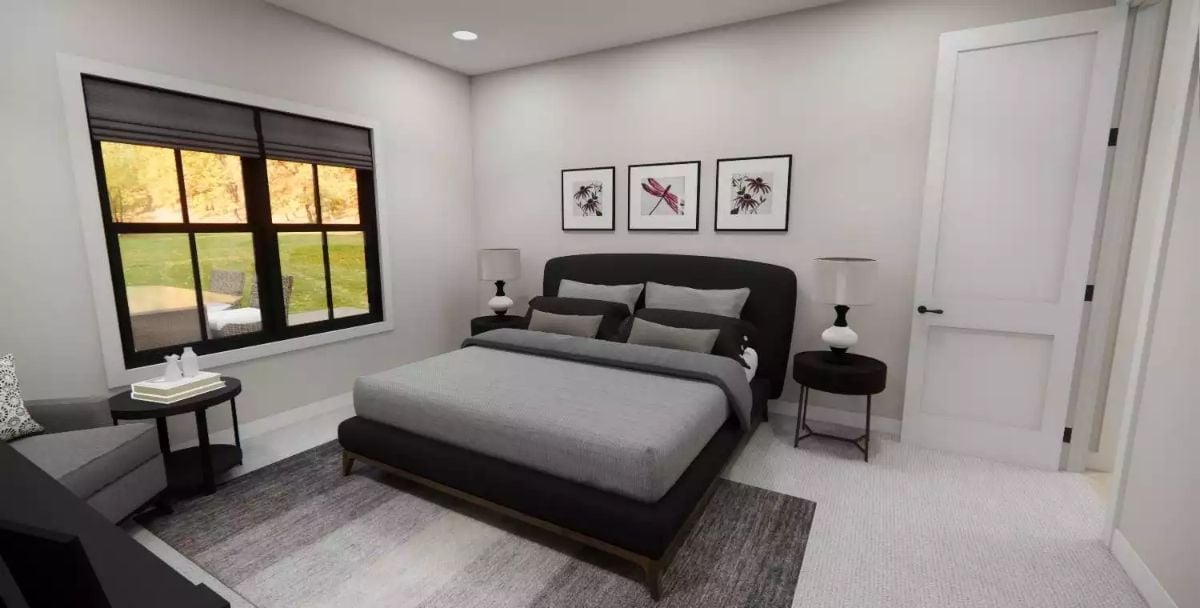Dragonfly Art and a Curved Headboard Give This Bedroom Real Personality