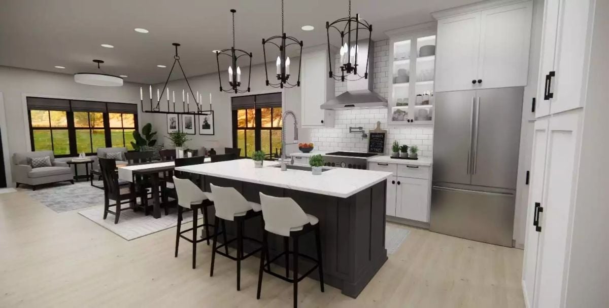 Kitchen Island With Seating for Four Earns Its Square Footage