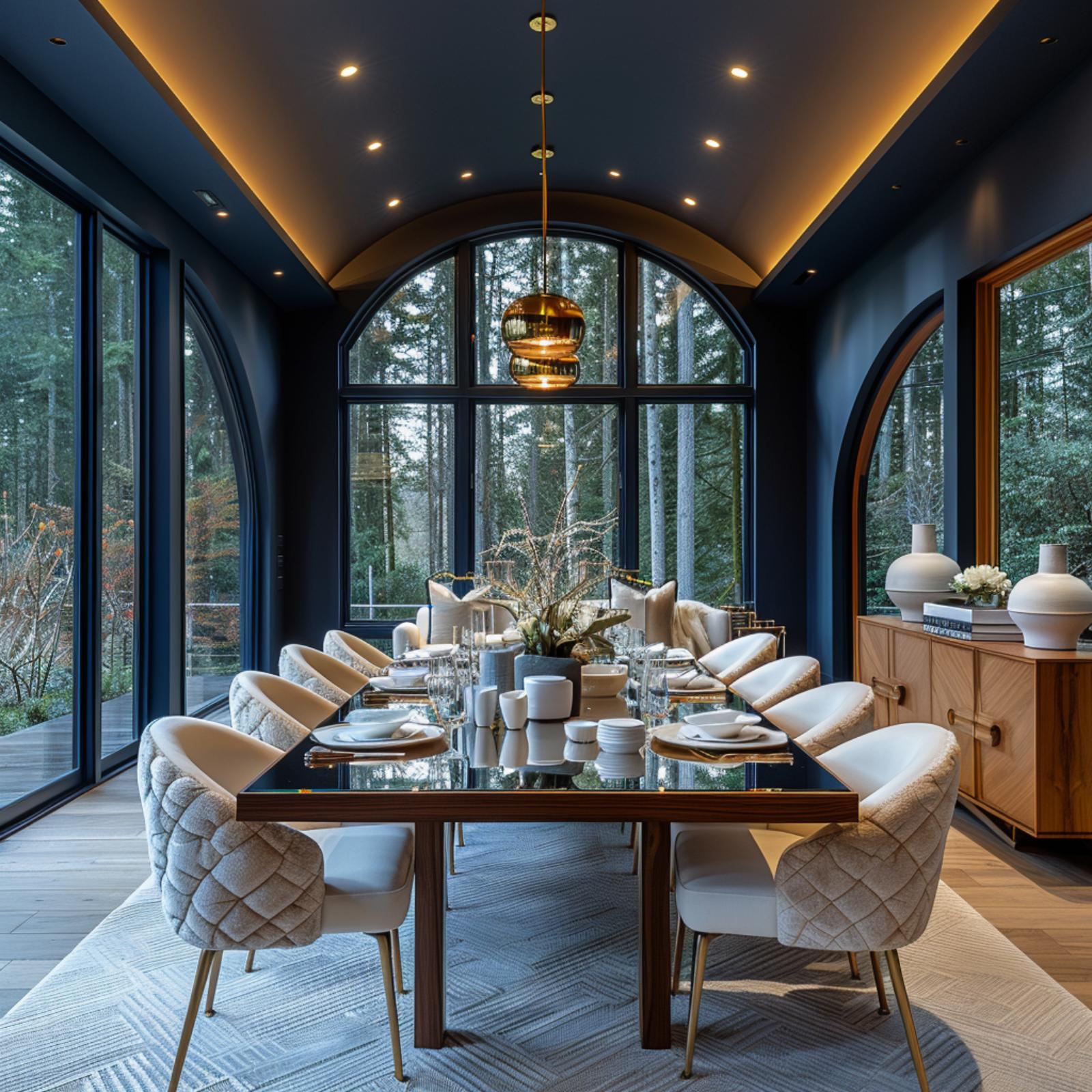 Barrel Vault, Boucle Chairs, and Midnight Navy That Earns Every Inch