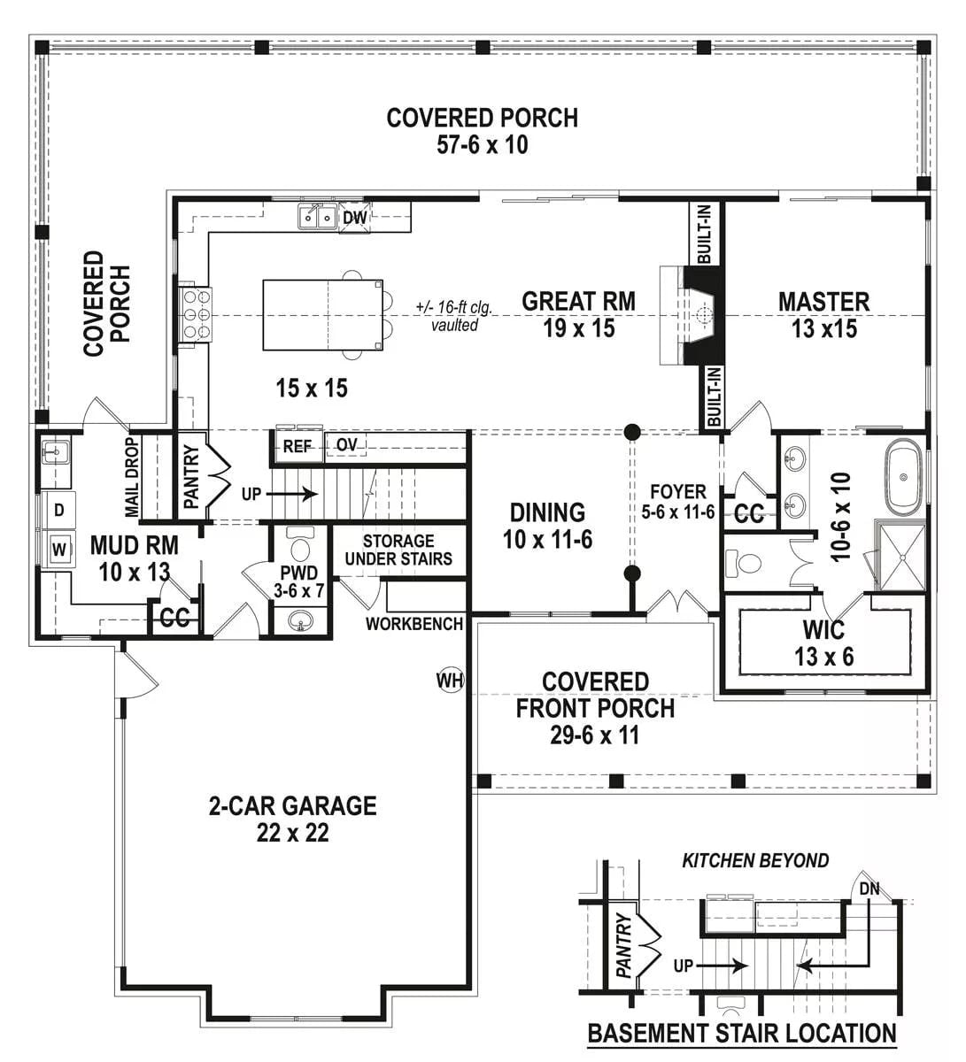 Floor Plan - Robbins Hollow 3-Bedroom Modern Farmhouse with Wraparound Porch Designed for First-Time Buyers Who Want Character Without the Cost