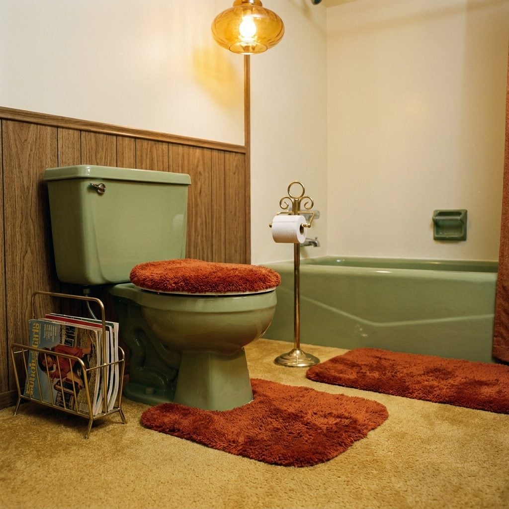 Shag Toilet Seat Covers and the Matching Contour Rug Nobody Questioned