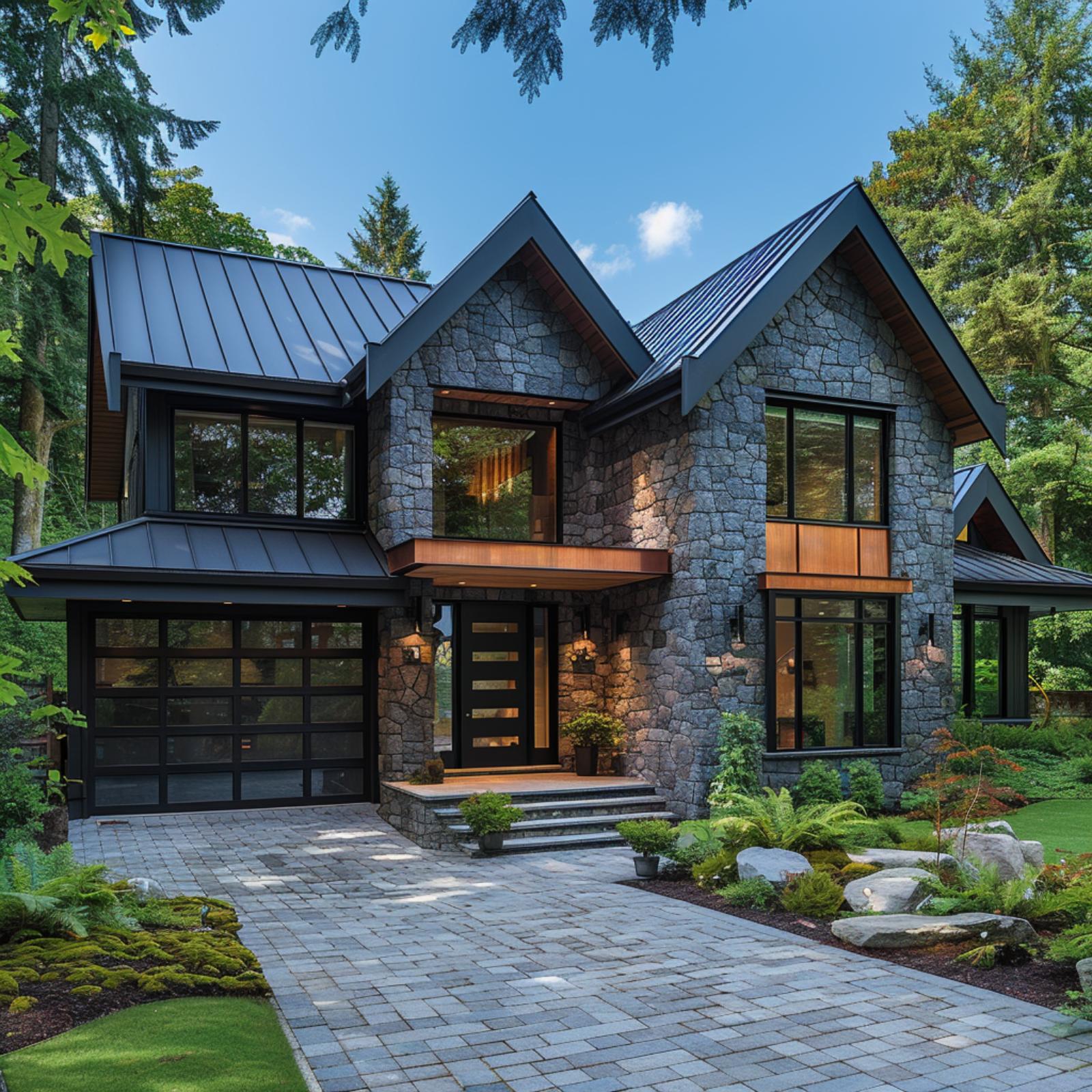 Granite Walls, Dark Steel, and a Driveway That Earns Every Square Foot