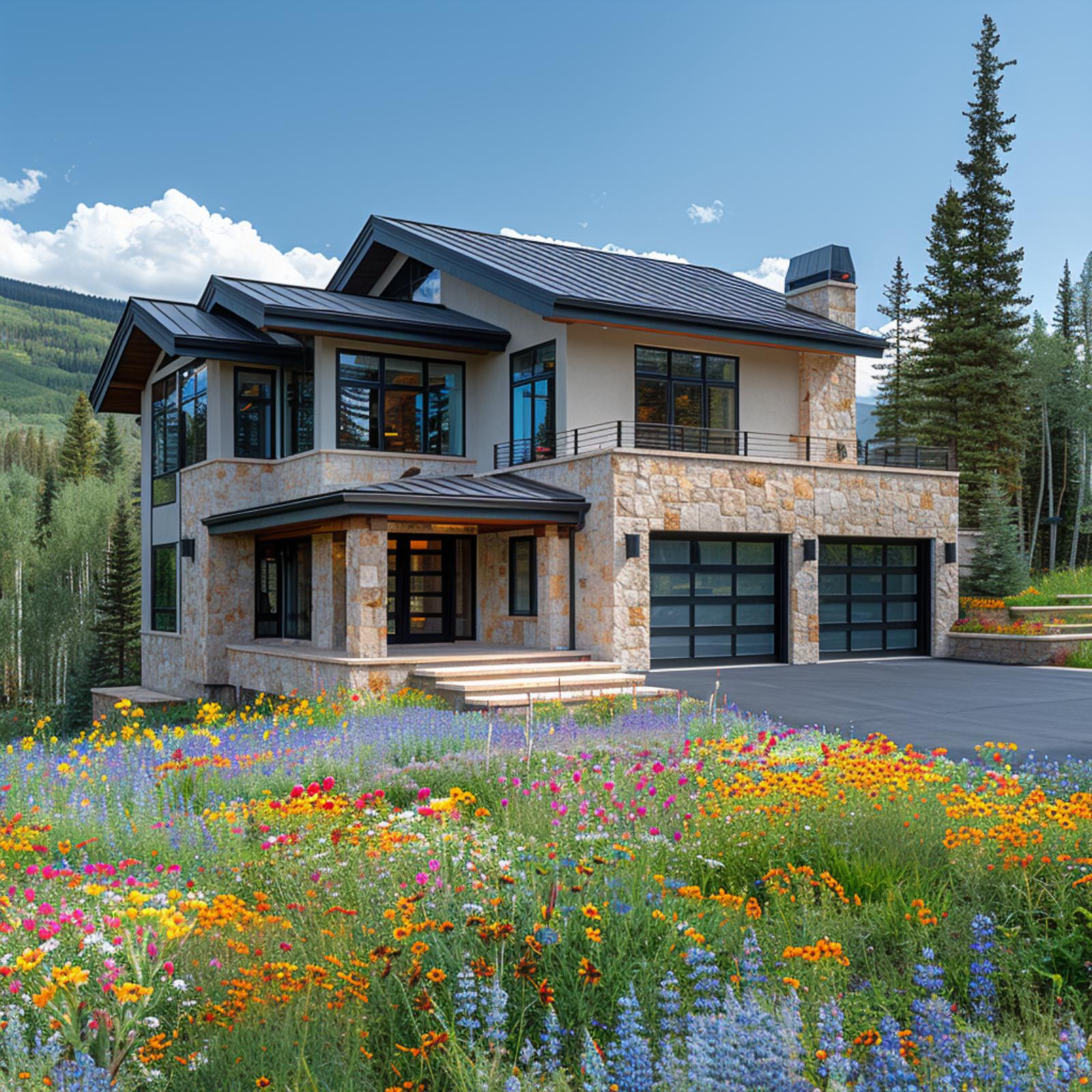 Stone, Stucco, and a Wildflower Meadow: Mountain Modern at Full Volume