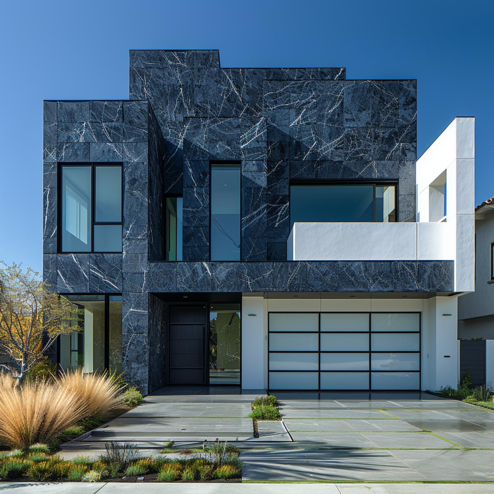 Black Marble Cladding, Frosted Glass, and White Stucco That Actually Knows Its Role