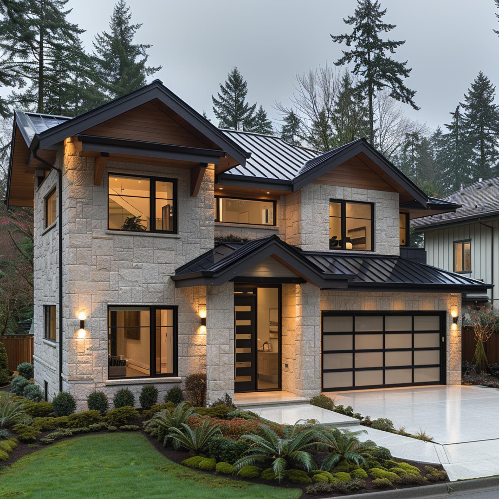 Light Stone, Steel Lines, Glass Garage: When Three Elements Agree on Everything
