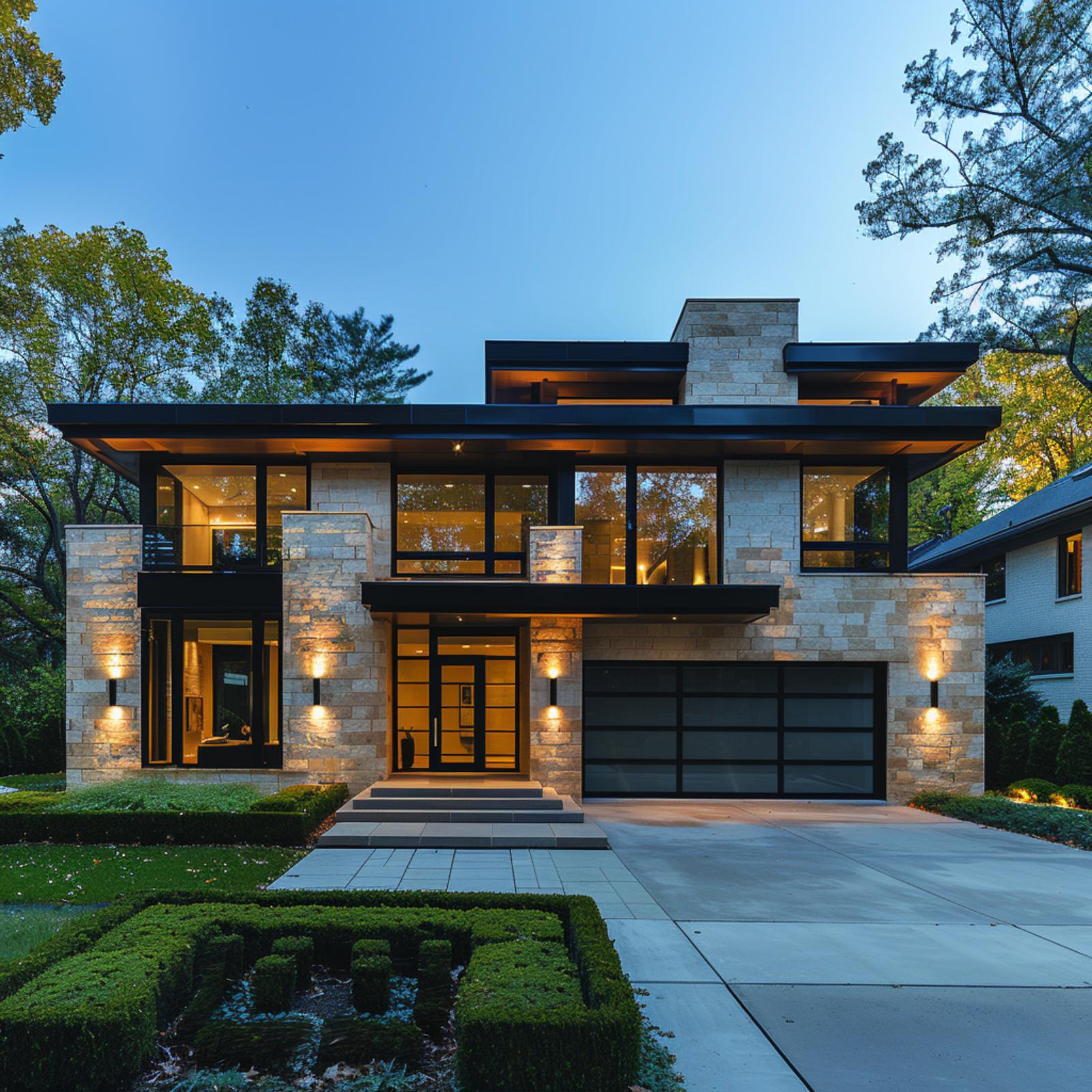 Prairie School DNA, Reimagined in Cut Limestone and Black Steel