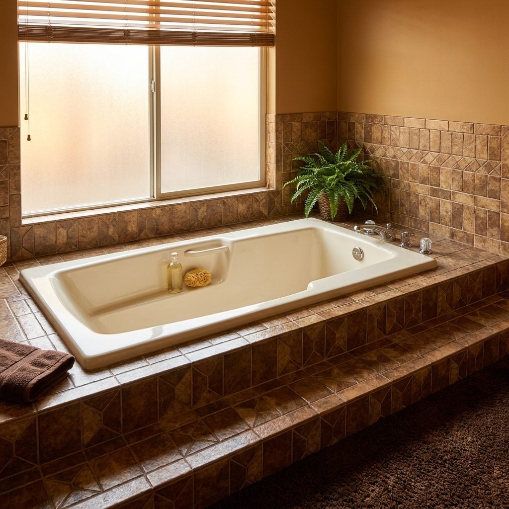 Sunken Bathtubs Framed with Tile Surrounds That Felt Like Private Roman Baths