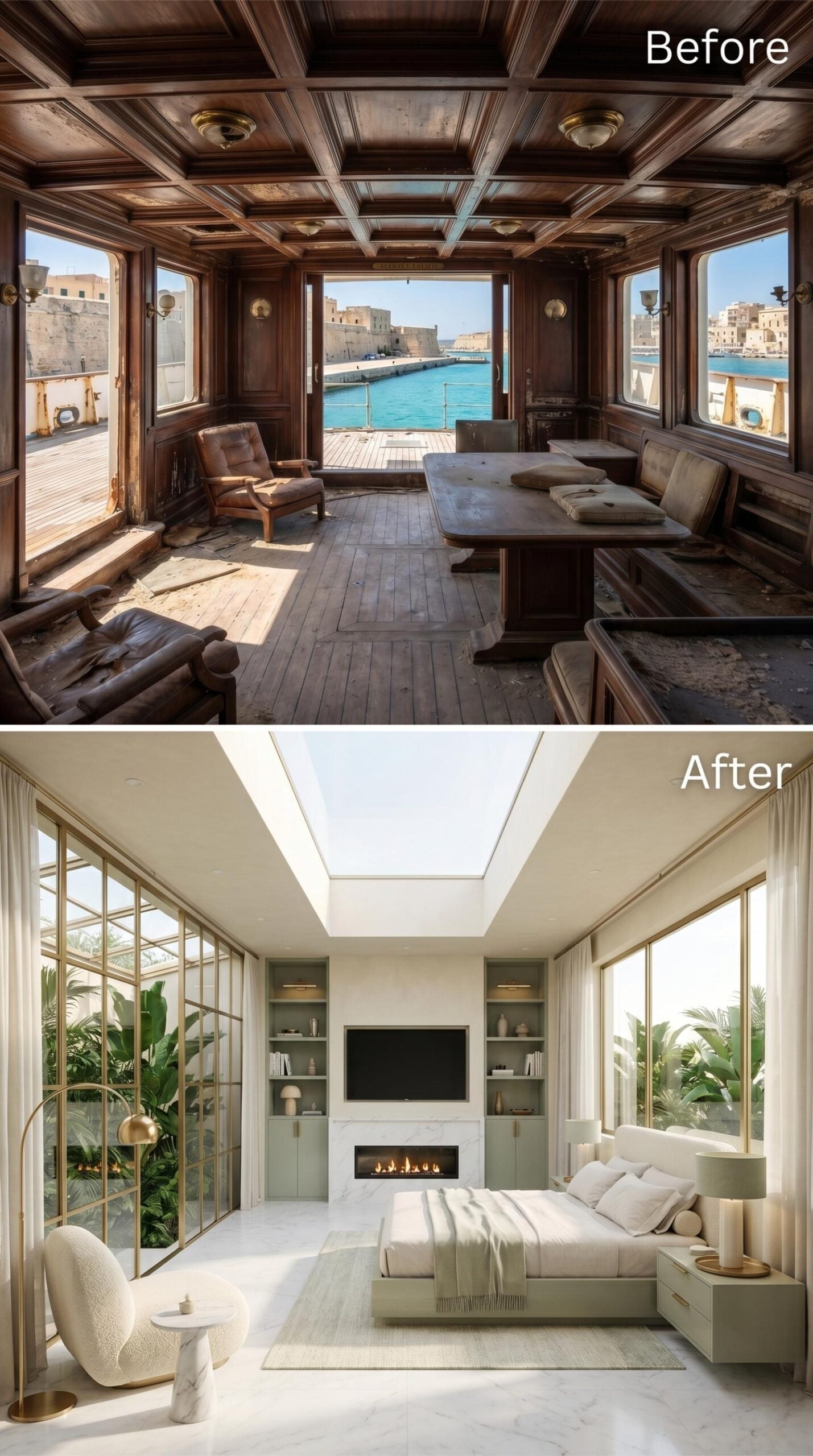 Marble Floors, a Skylight Bed, and Sage Built-Ins That Quietly Steal the Show