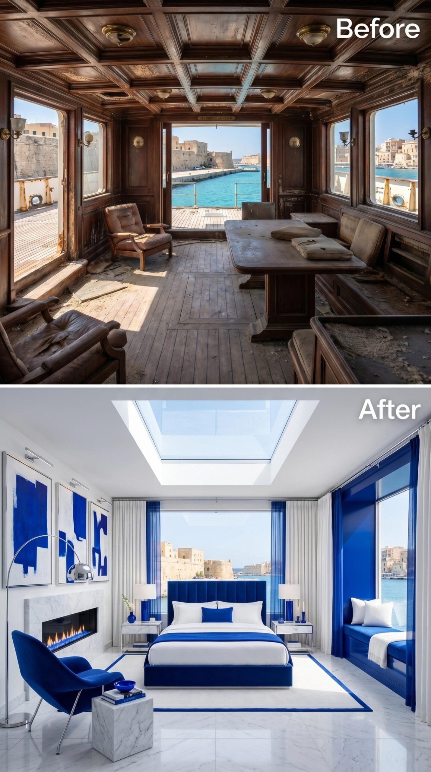Royal Blue Velvet, Marble Floors, and a Skylight That Turns Daylight Into Architecture