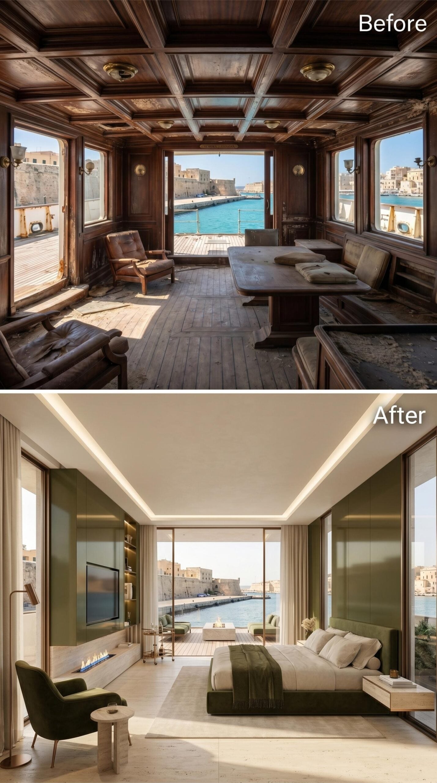 Sage Panels, Cove Light, and a Bed Aimed Directly at the Harbor