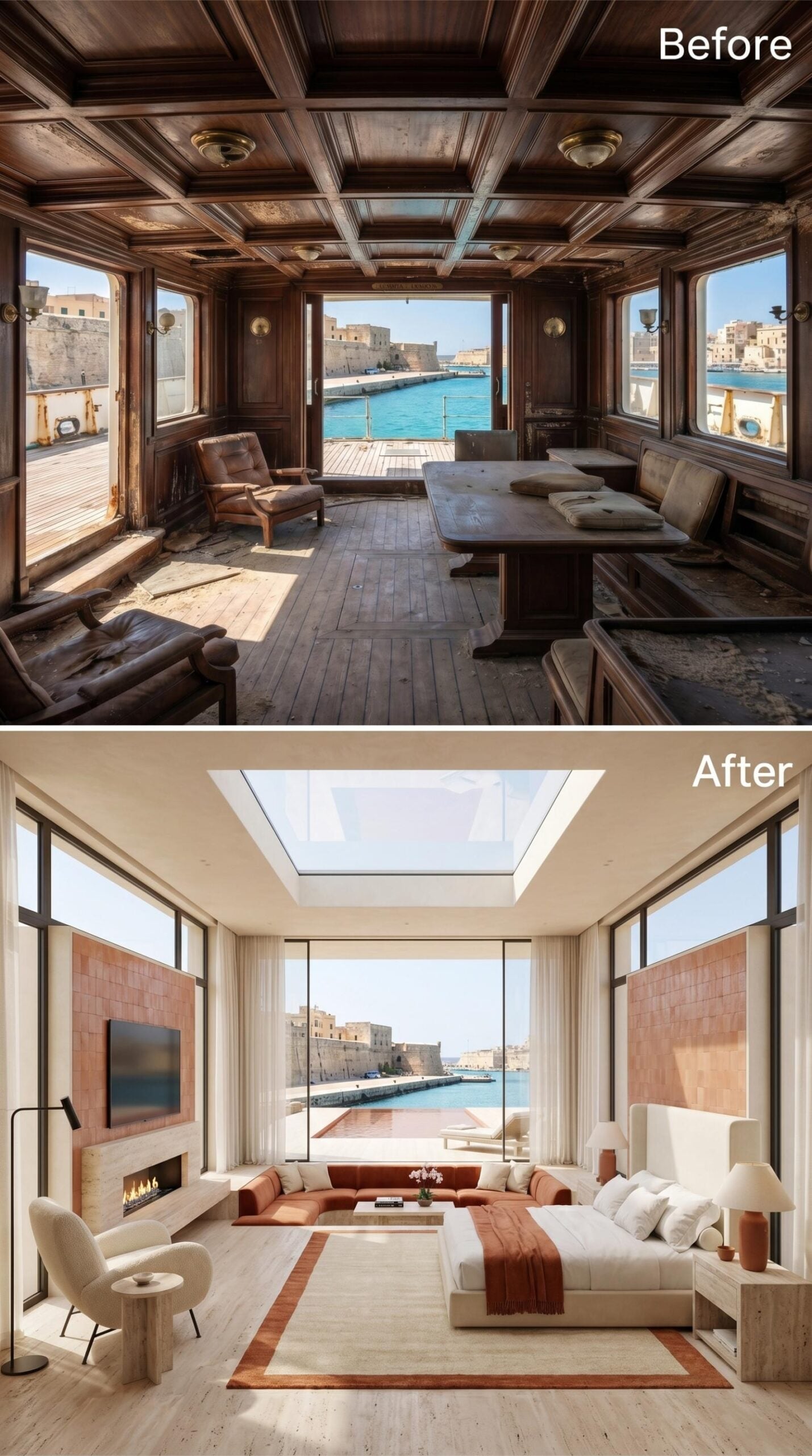 Skylight, Terracotta Panels, and a Harbor View That Earns Every Inch of Wall Space