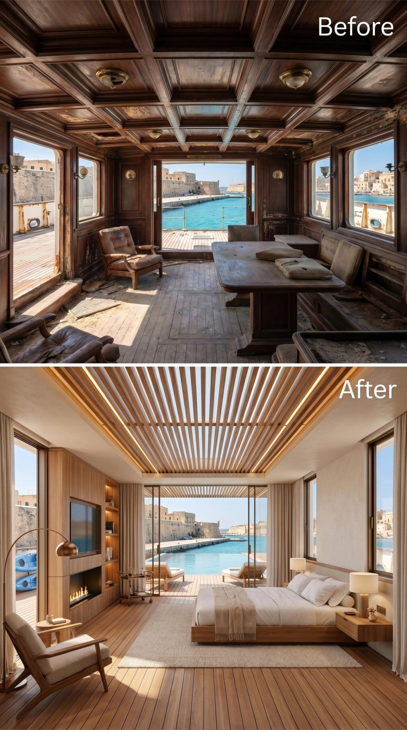Teak Deck Floors, Linen Bedding, and a Harbor View Worth Waking Up For
