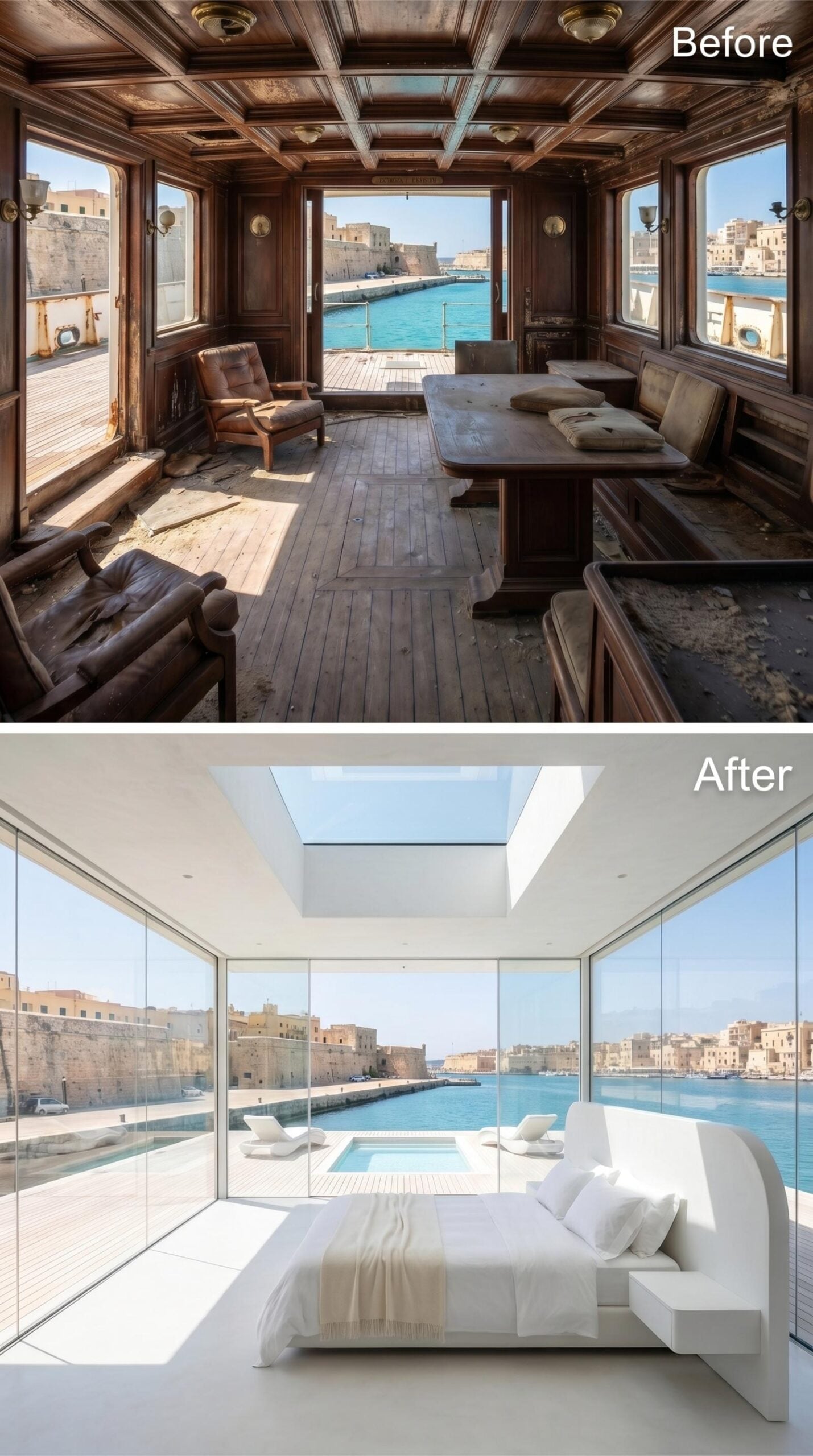 White Plaster, Full-Height Glass, and a Skylight That Owns the Ceiling
